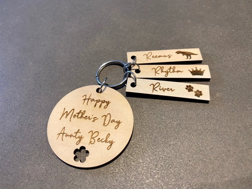 custom timber key ring