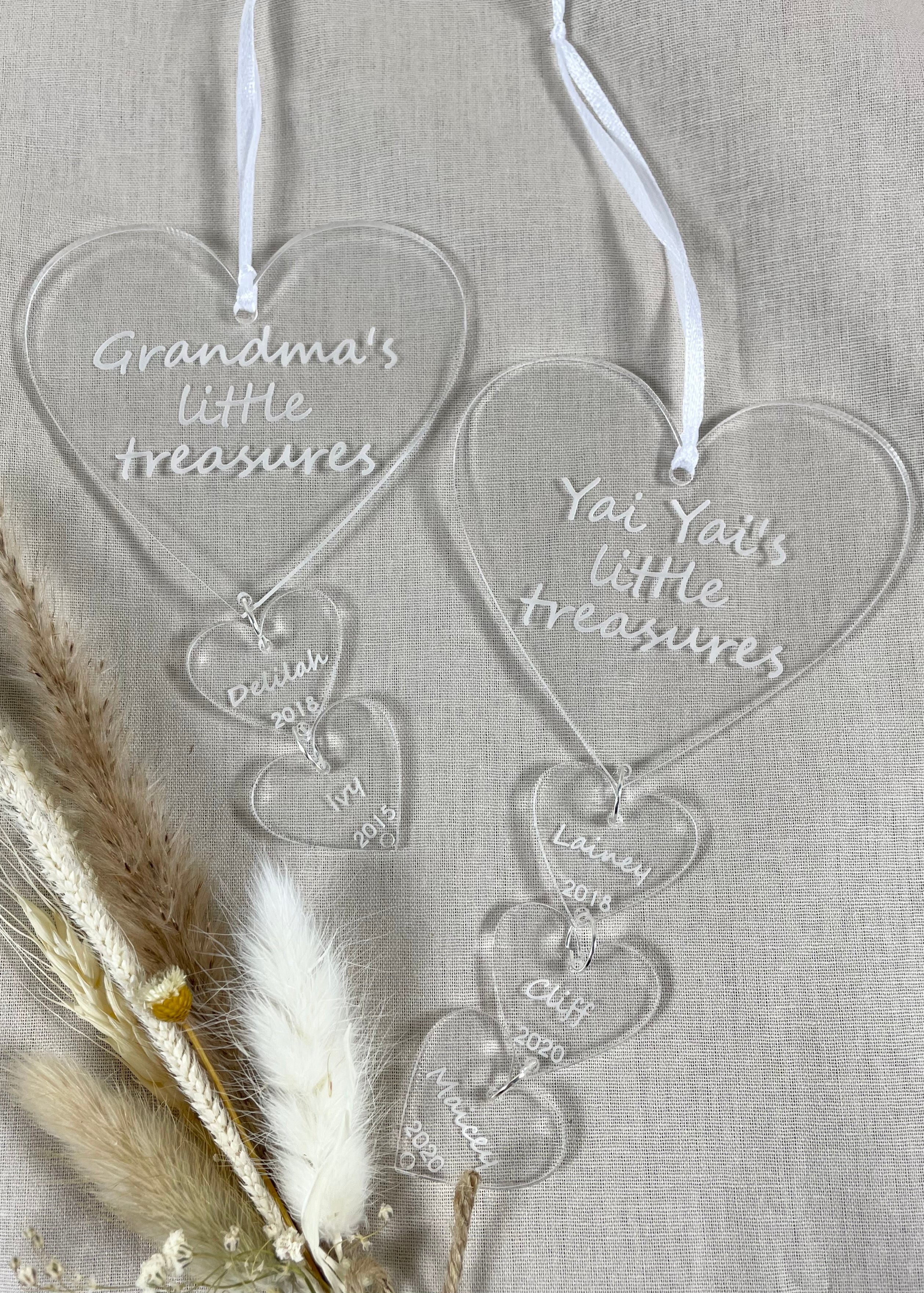 Family heart cascade ornament