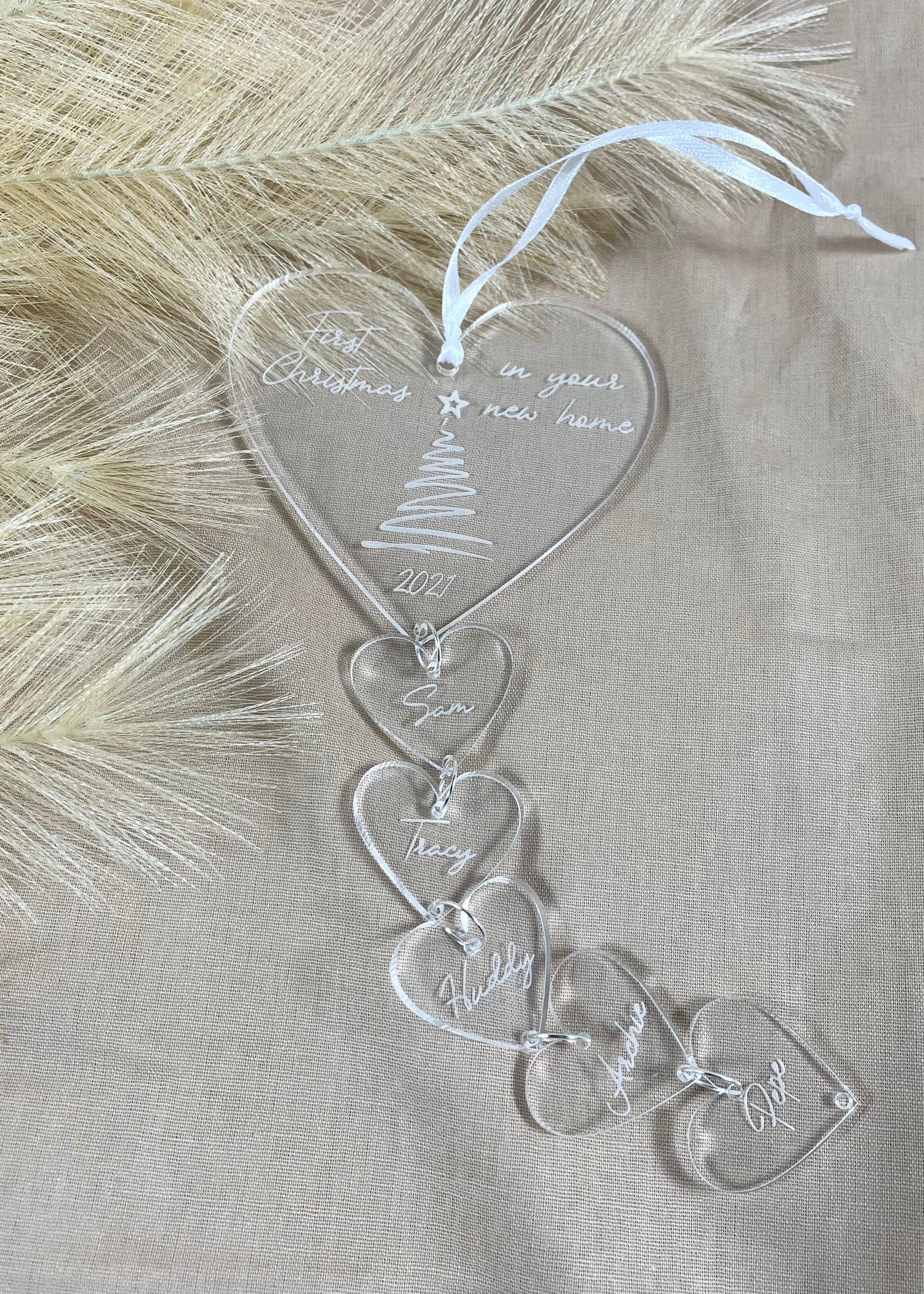 Family heart cascade ornament