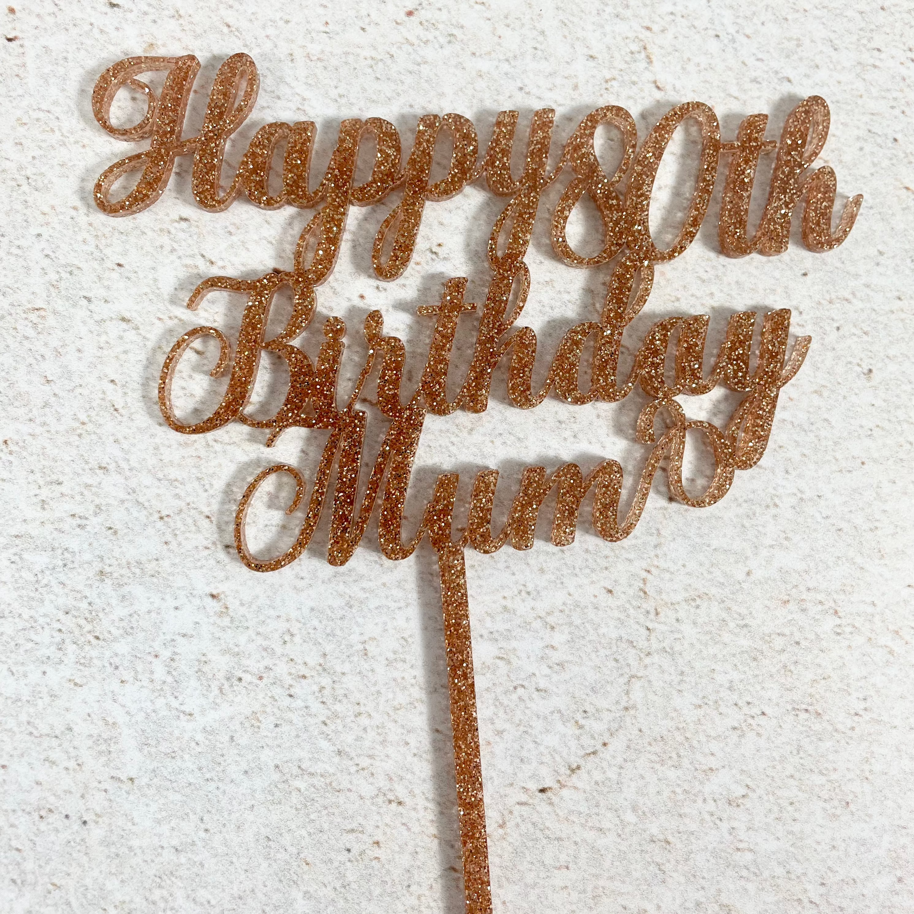 glitter birthday cake topper