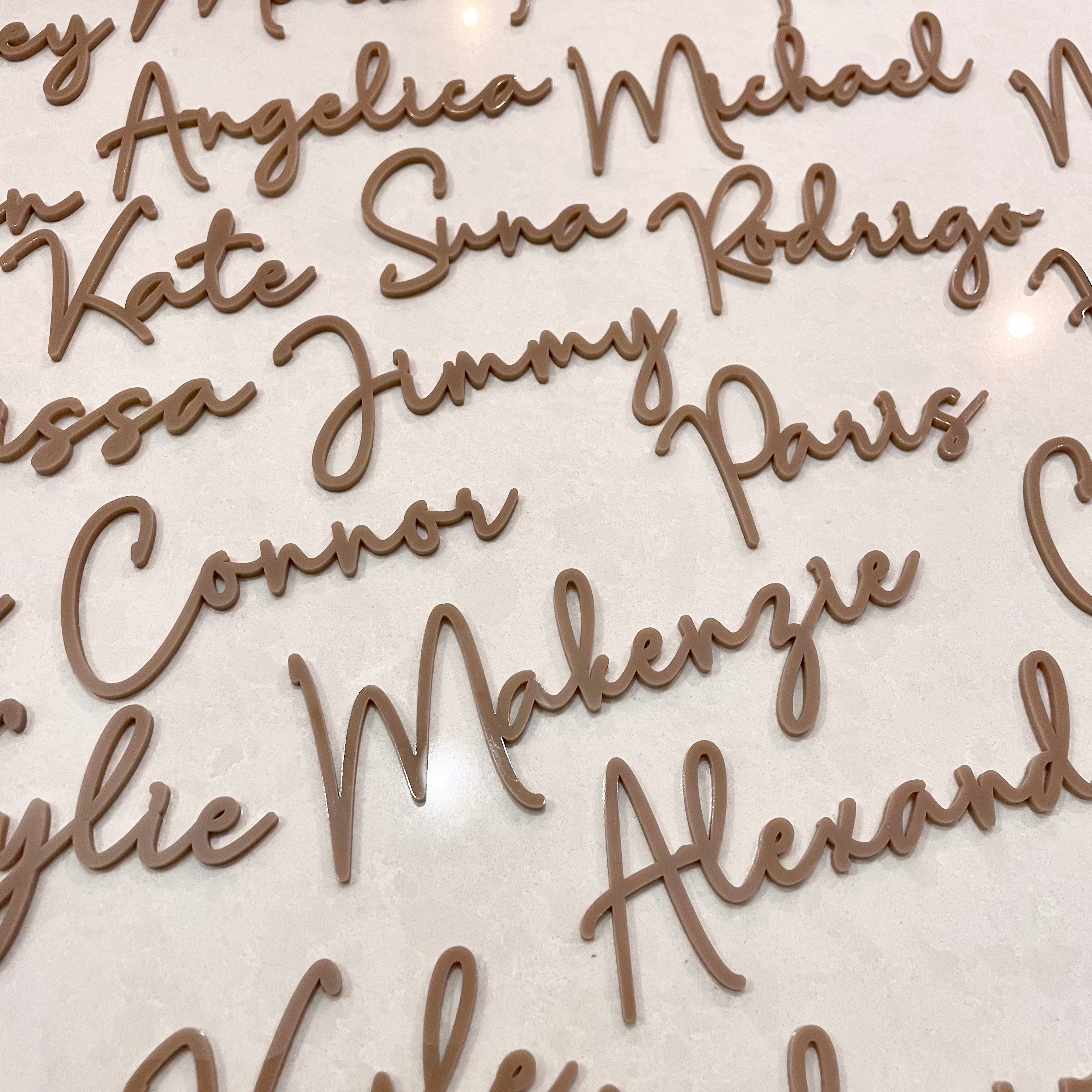 brown name place cards