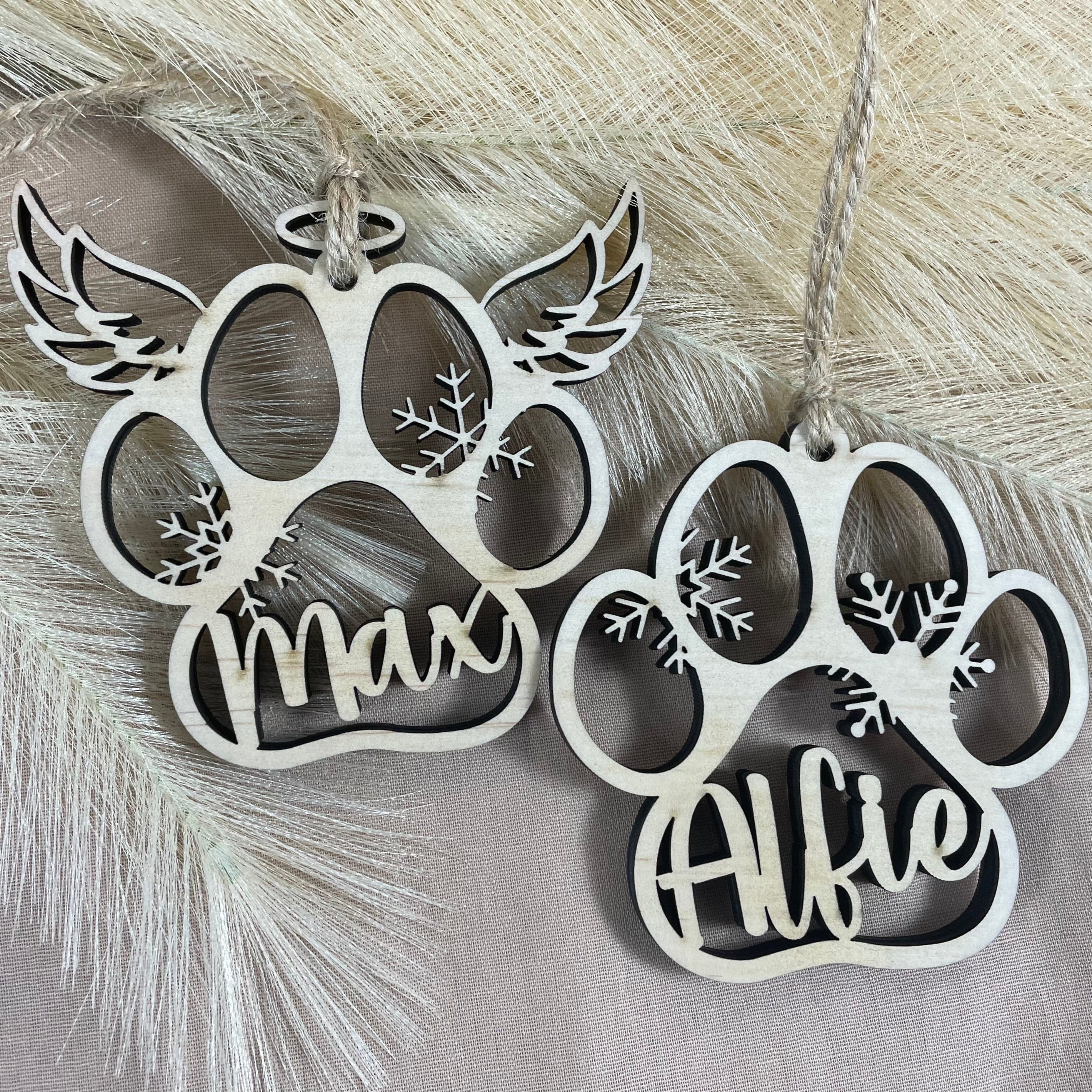 Personalised paw print Christmas ornament