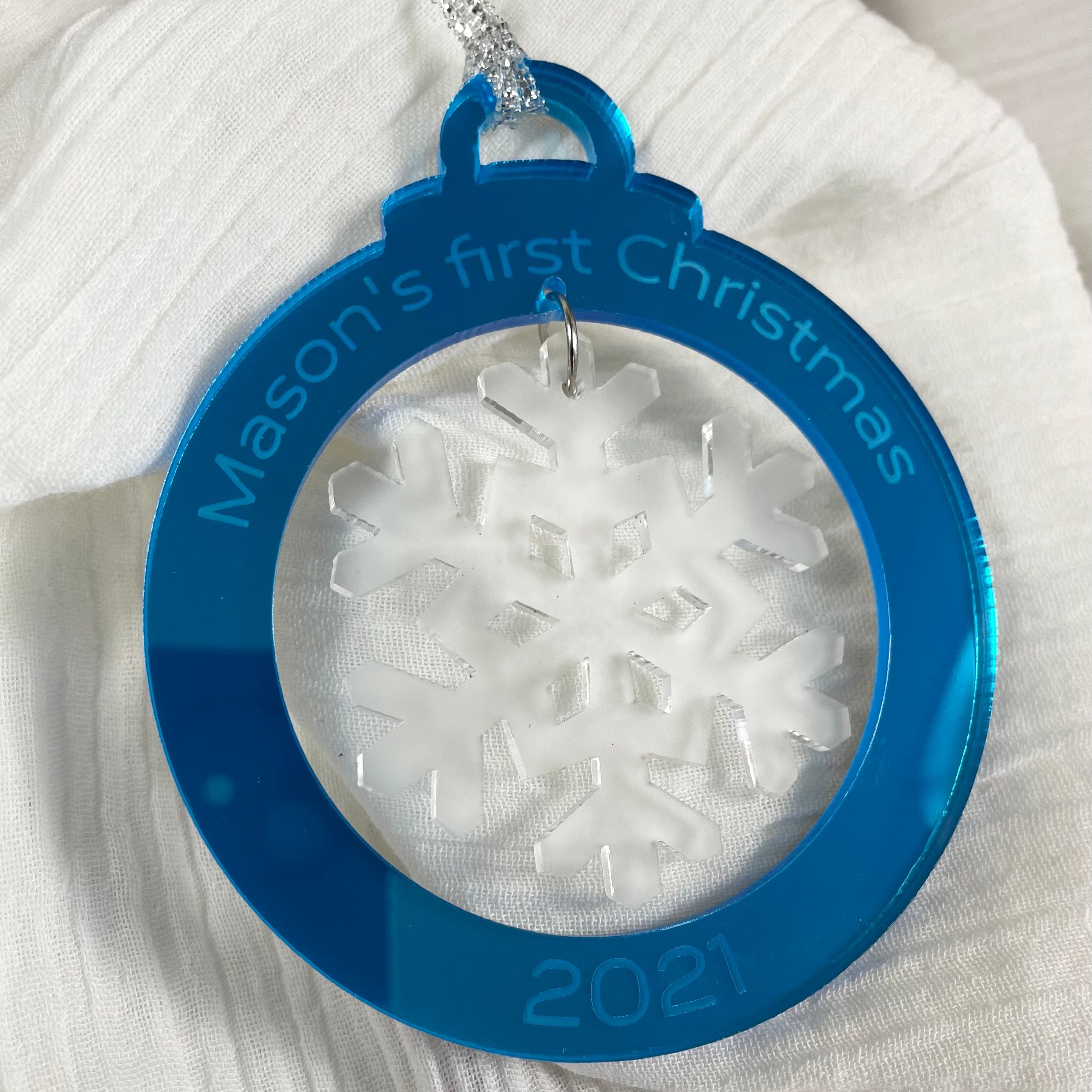 Personalised snowflake Christmas bauble