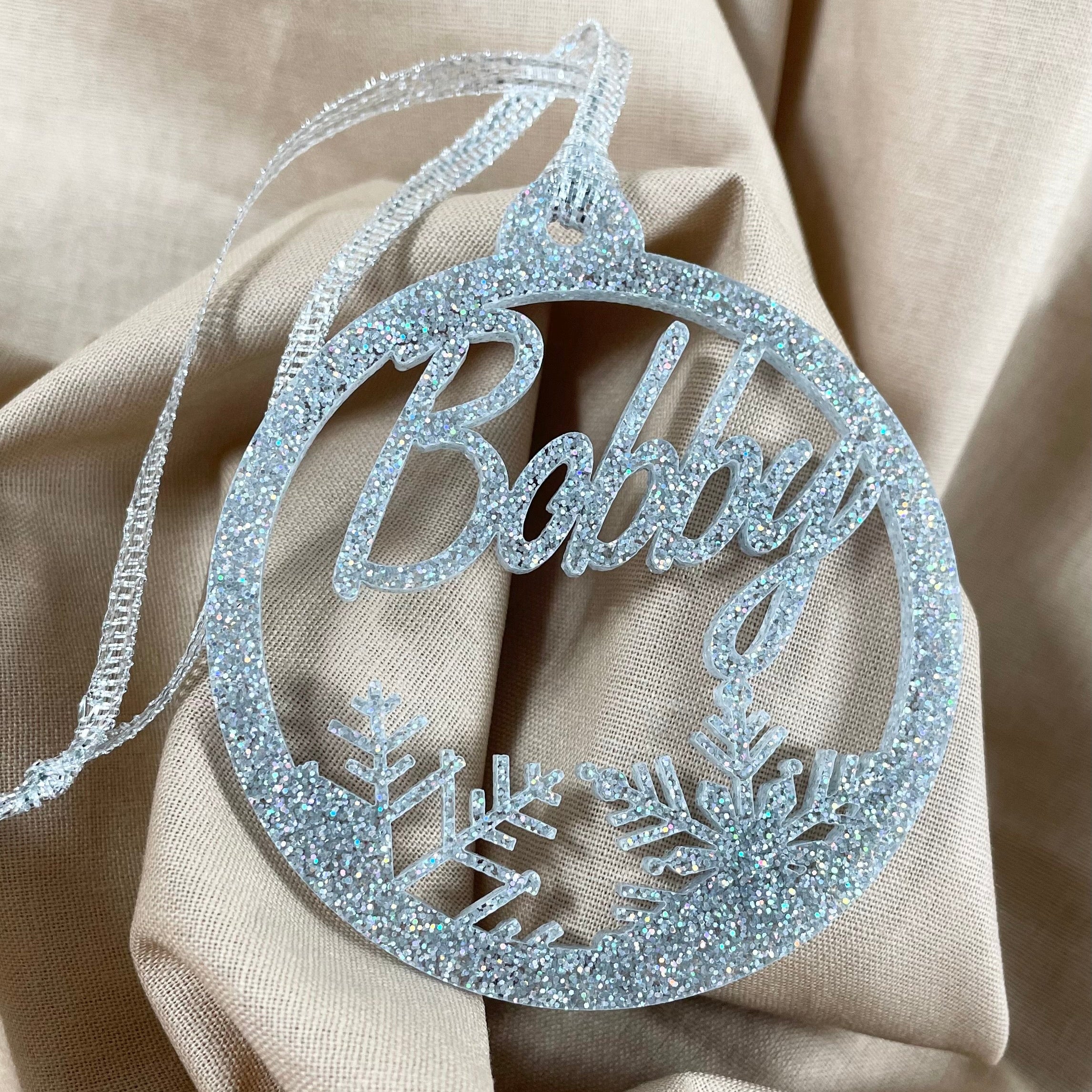 Frosted name ornament