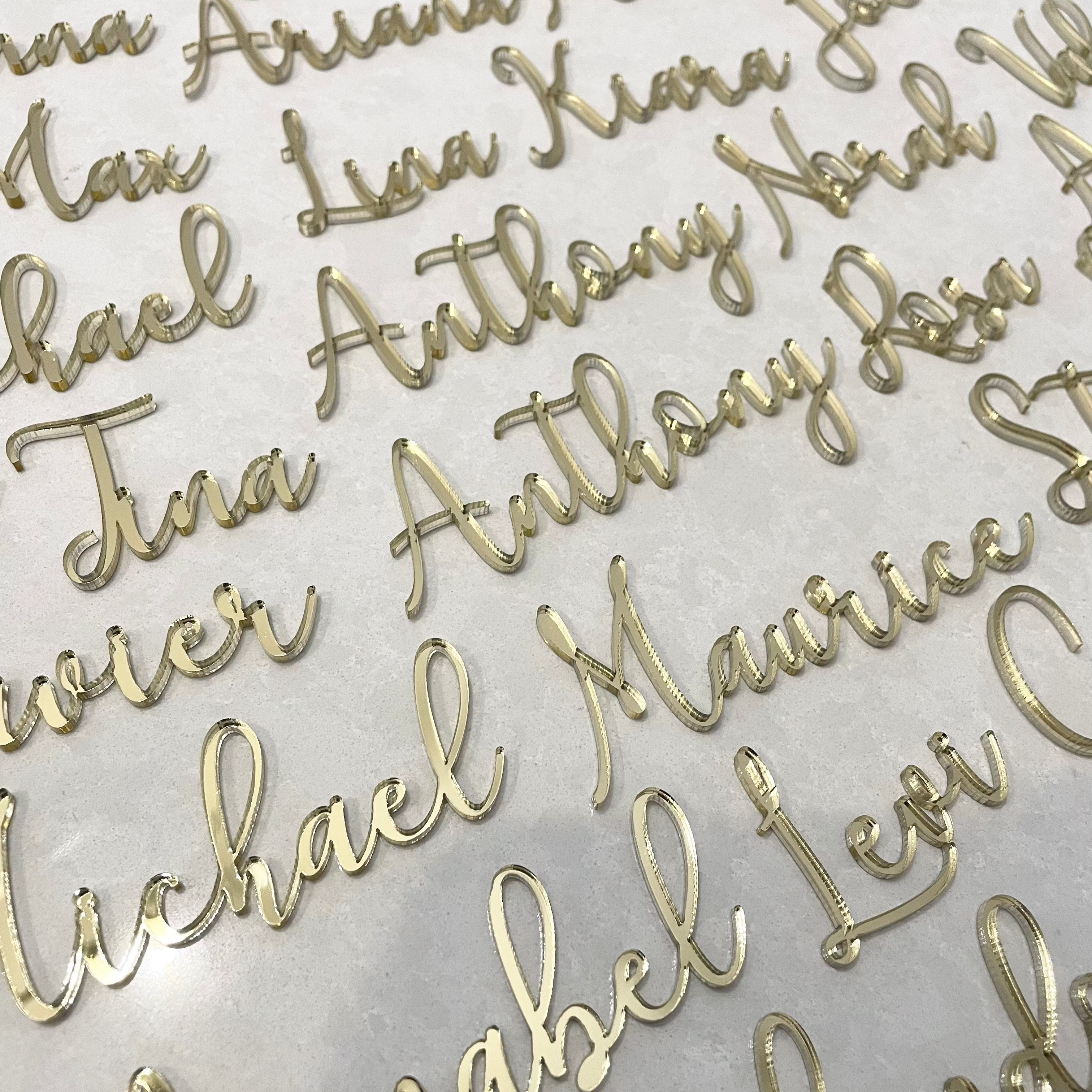 gold name place cards