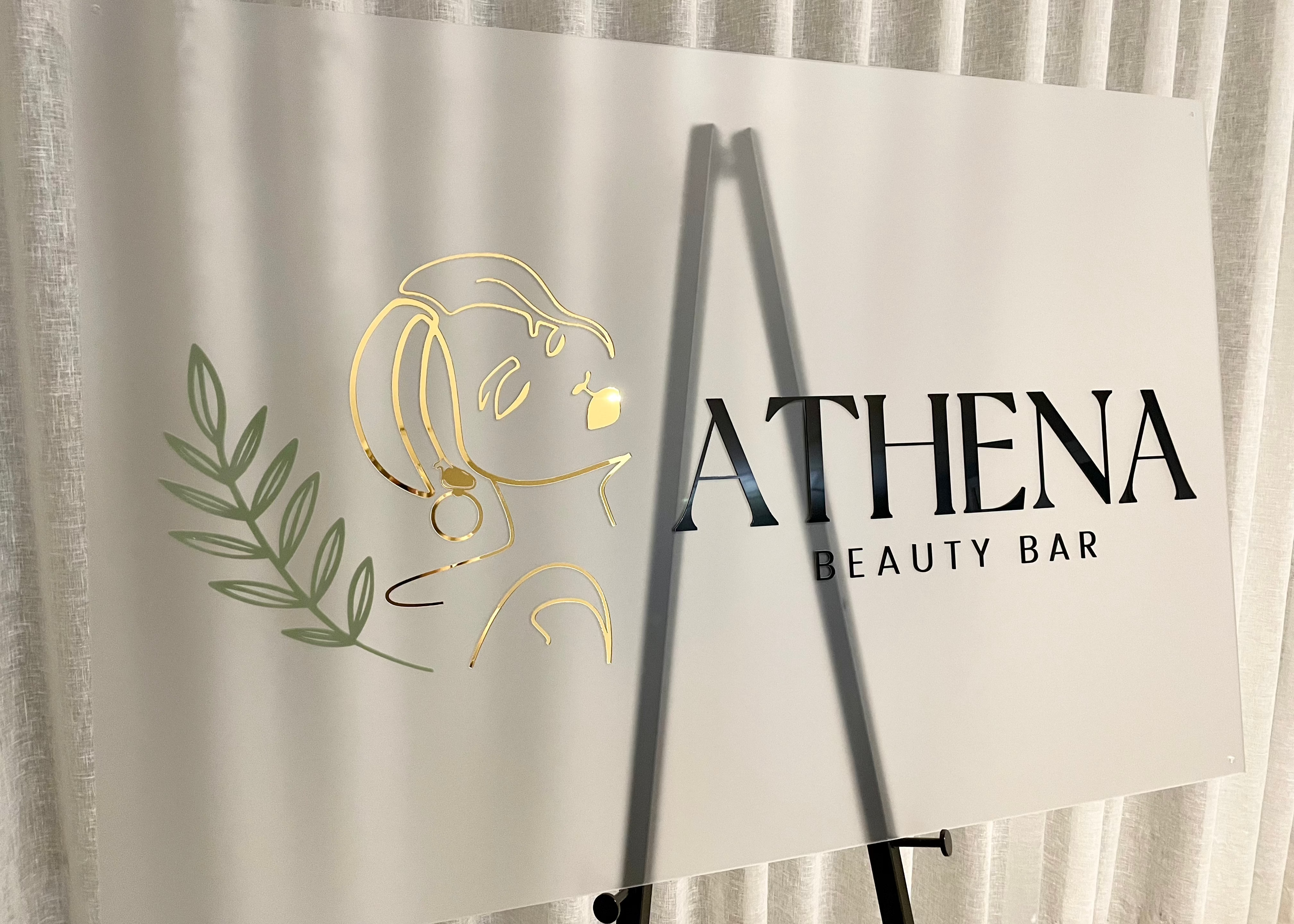 Custom rectangle acrylic sign for Athena Beauty Bar