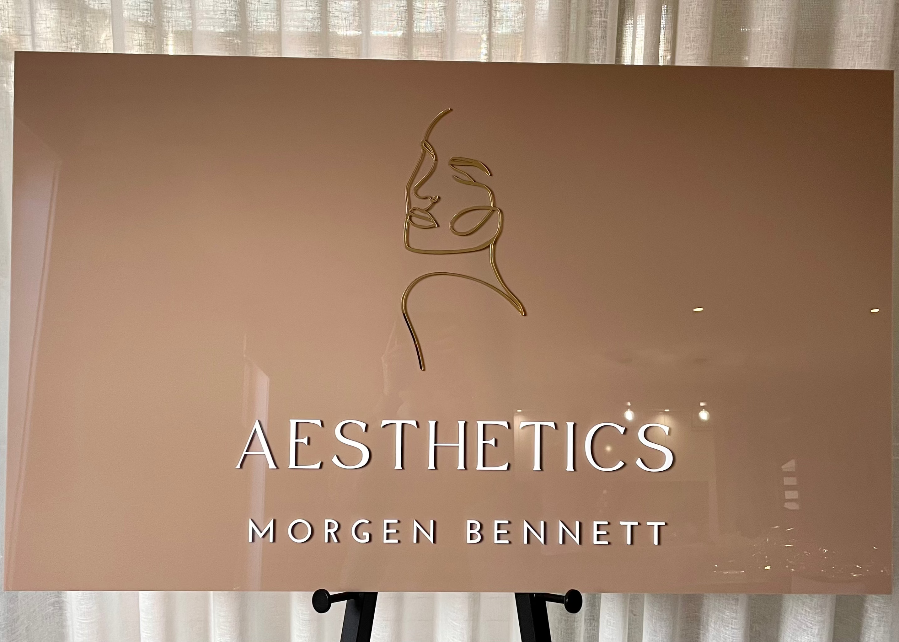 Earthy toned rectangle sign for Aesthetics by Morgen