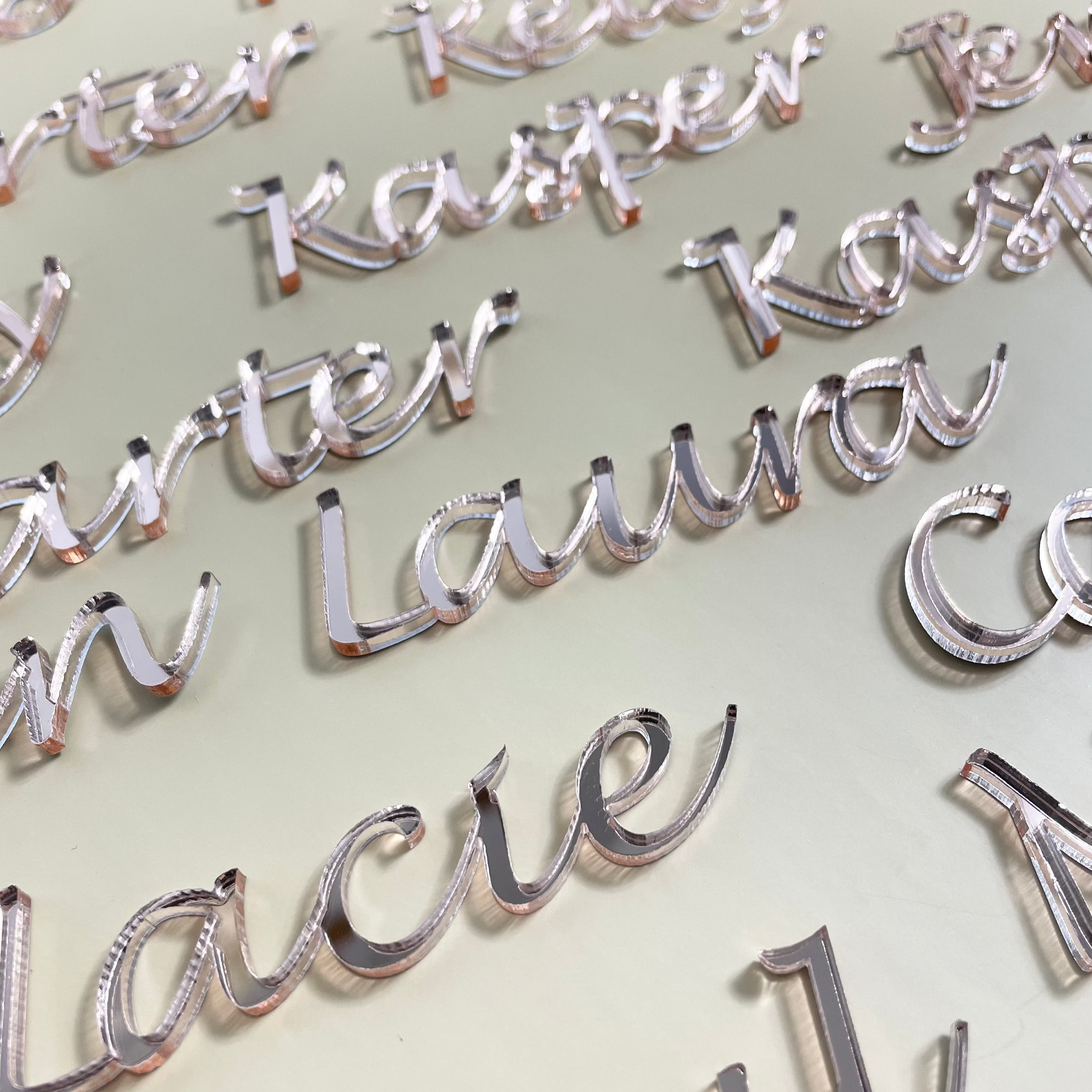 mirror name place cards