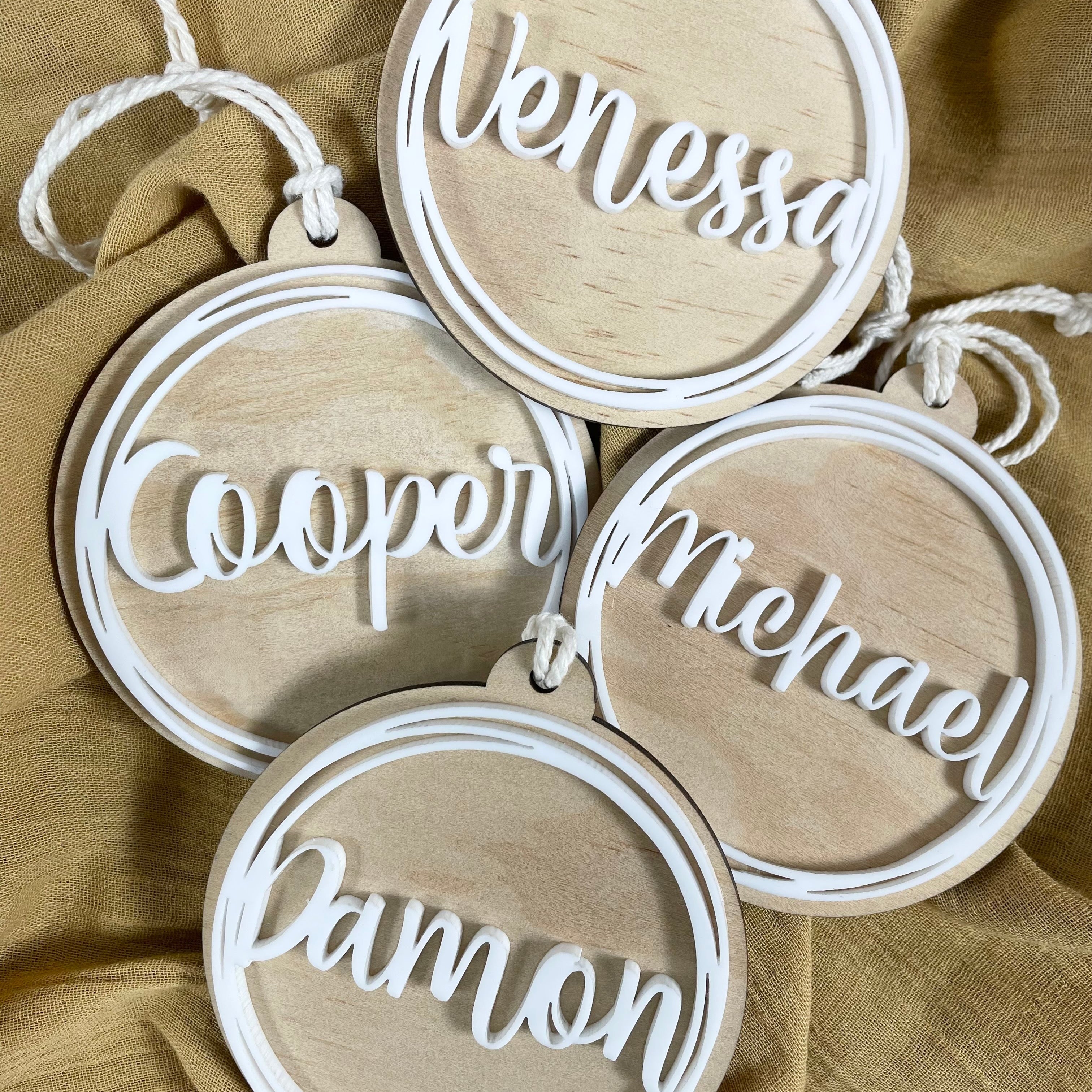 Scripted charm personalised name bauble