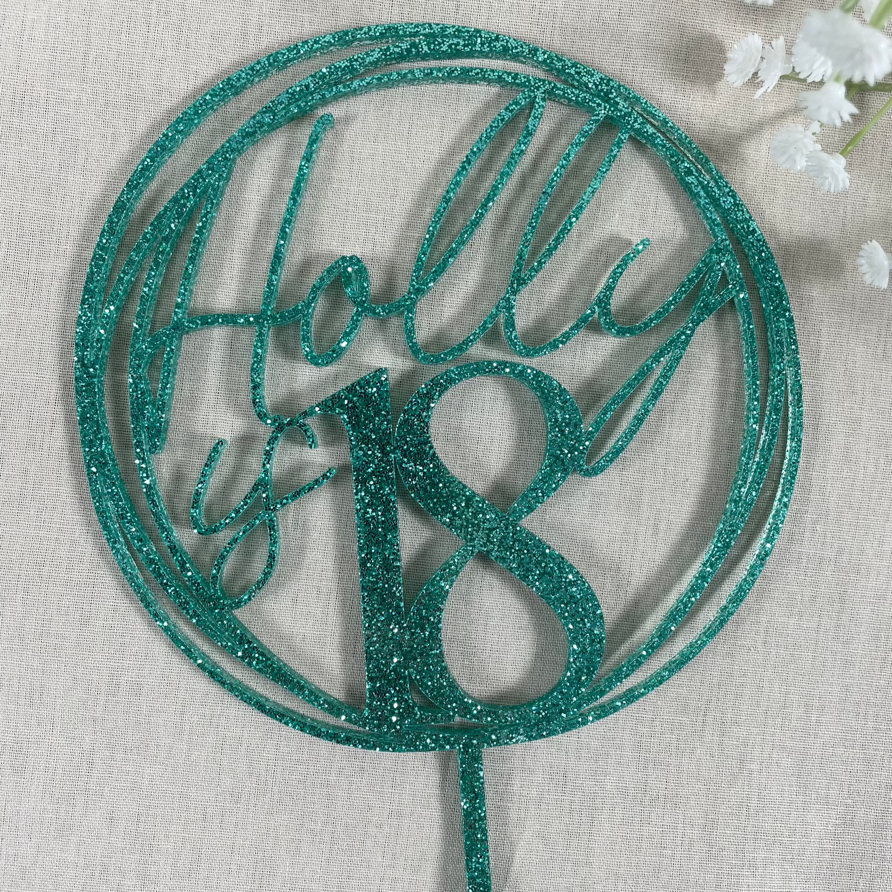 glitter 18th cake topper