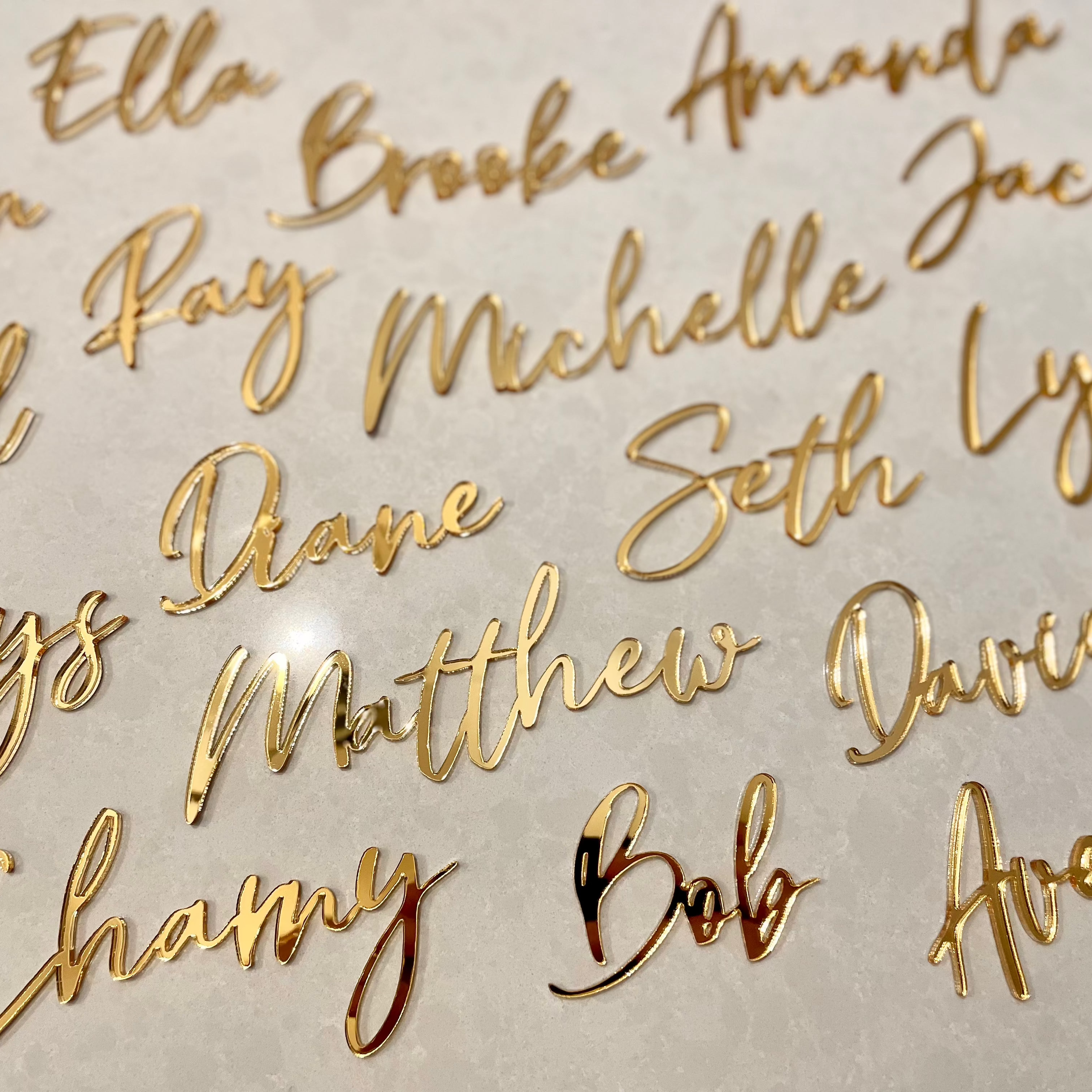 gold name place cards