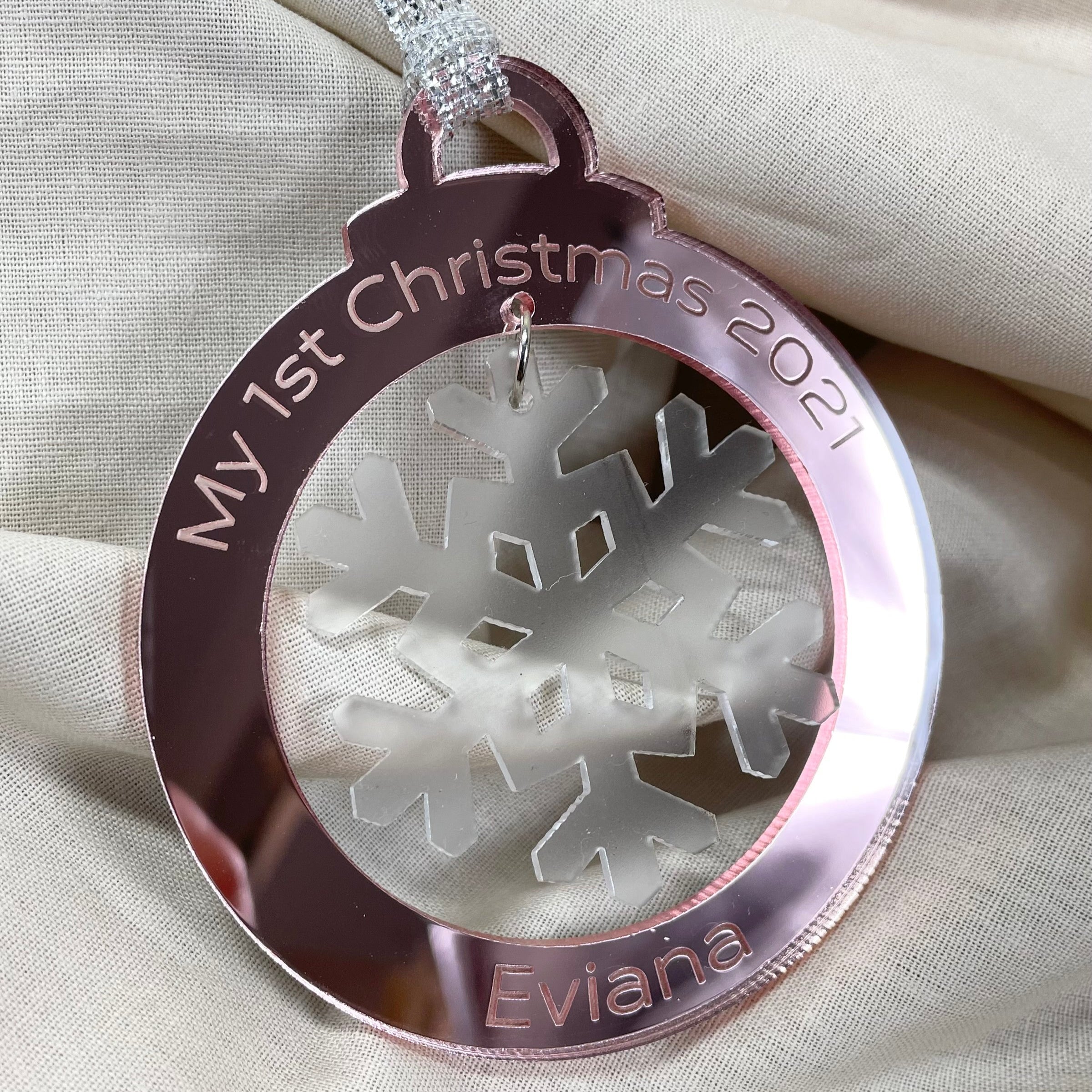 Personalised snowflake Christmas bauble