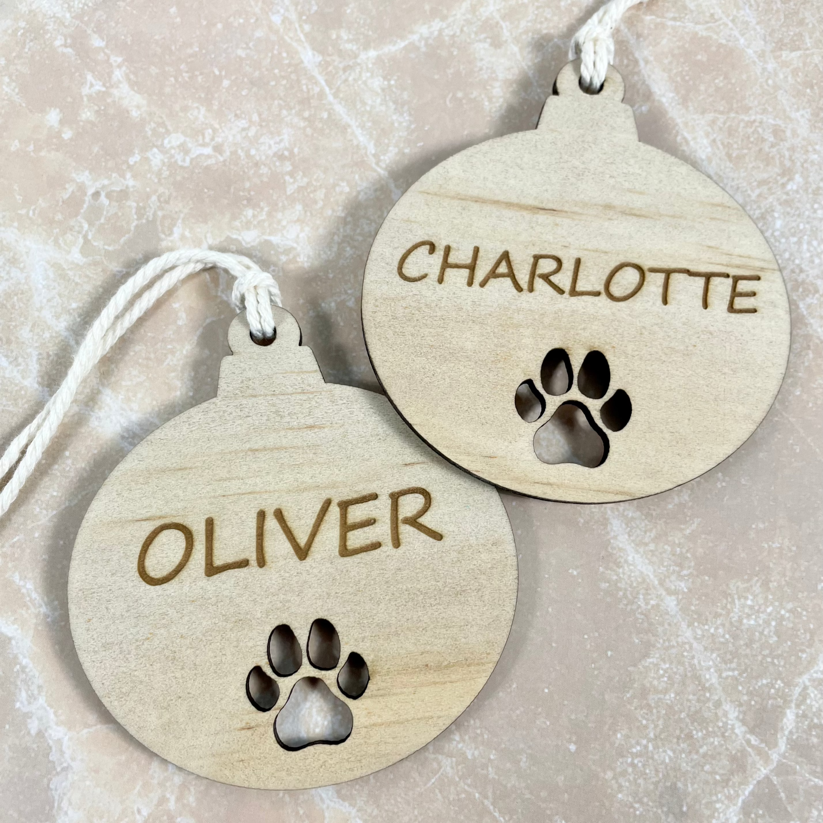 wooden dog bauble