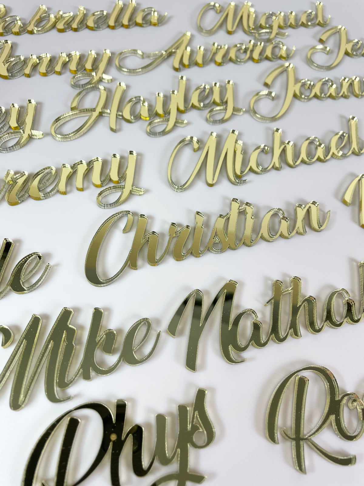 Mirror name place cards 
