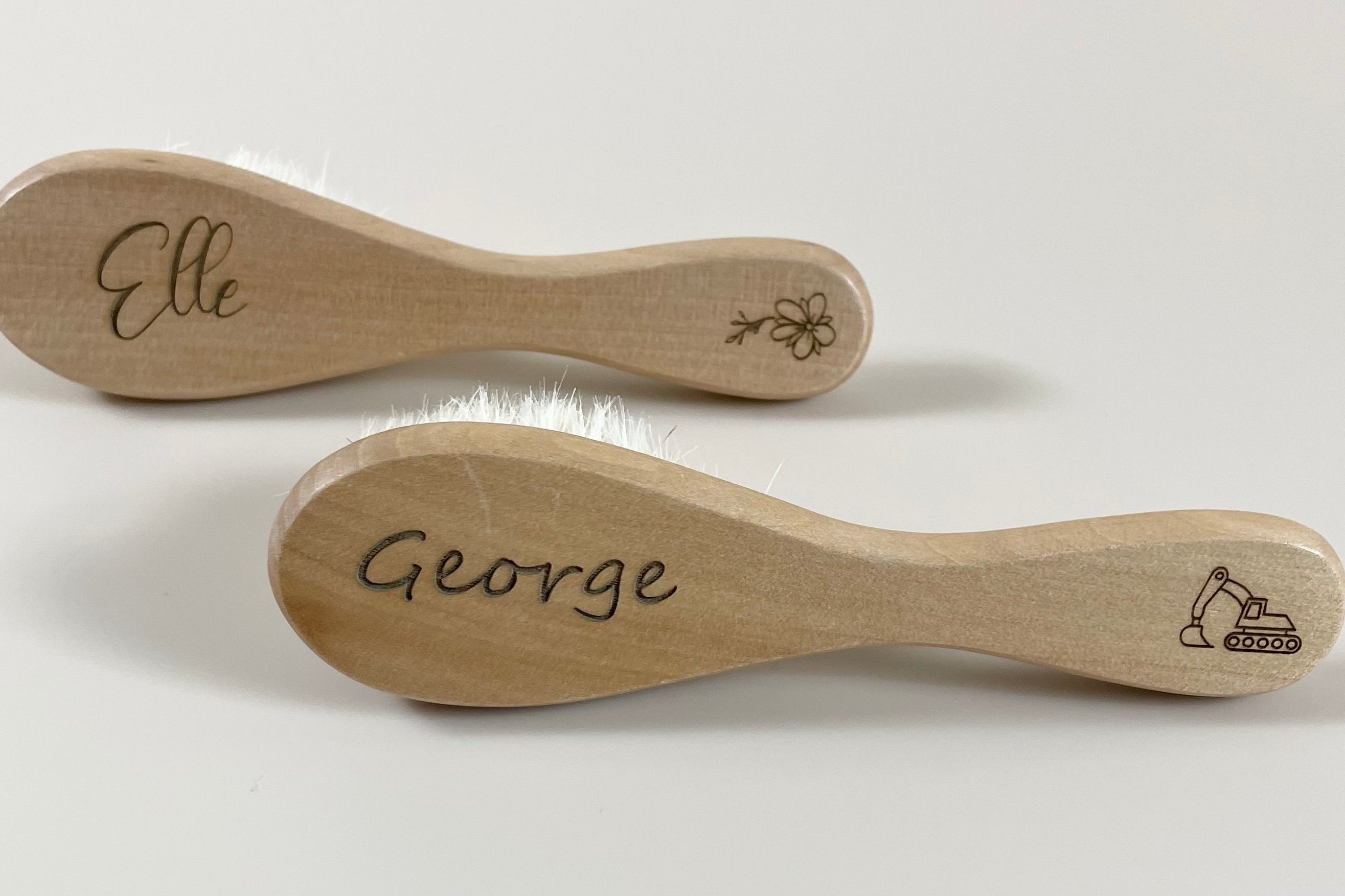 personalised wooden baby brush 