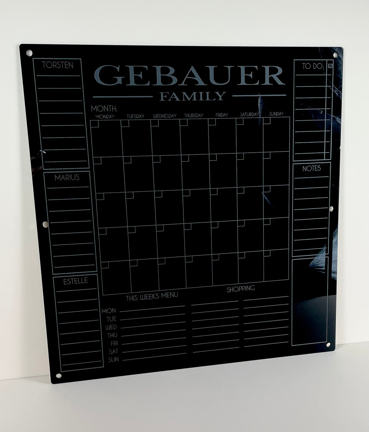 Black acrylic planners 