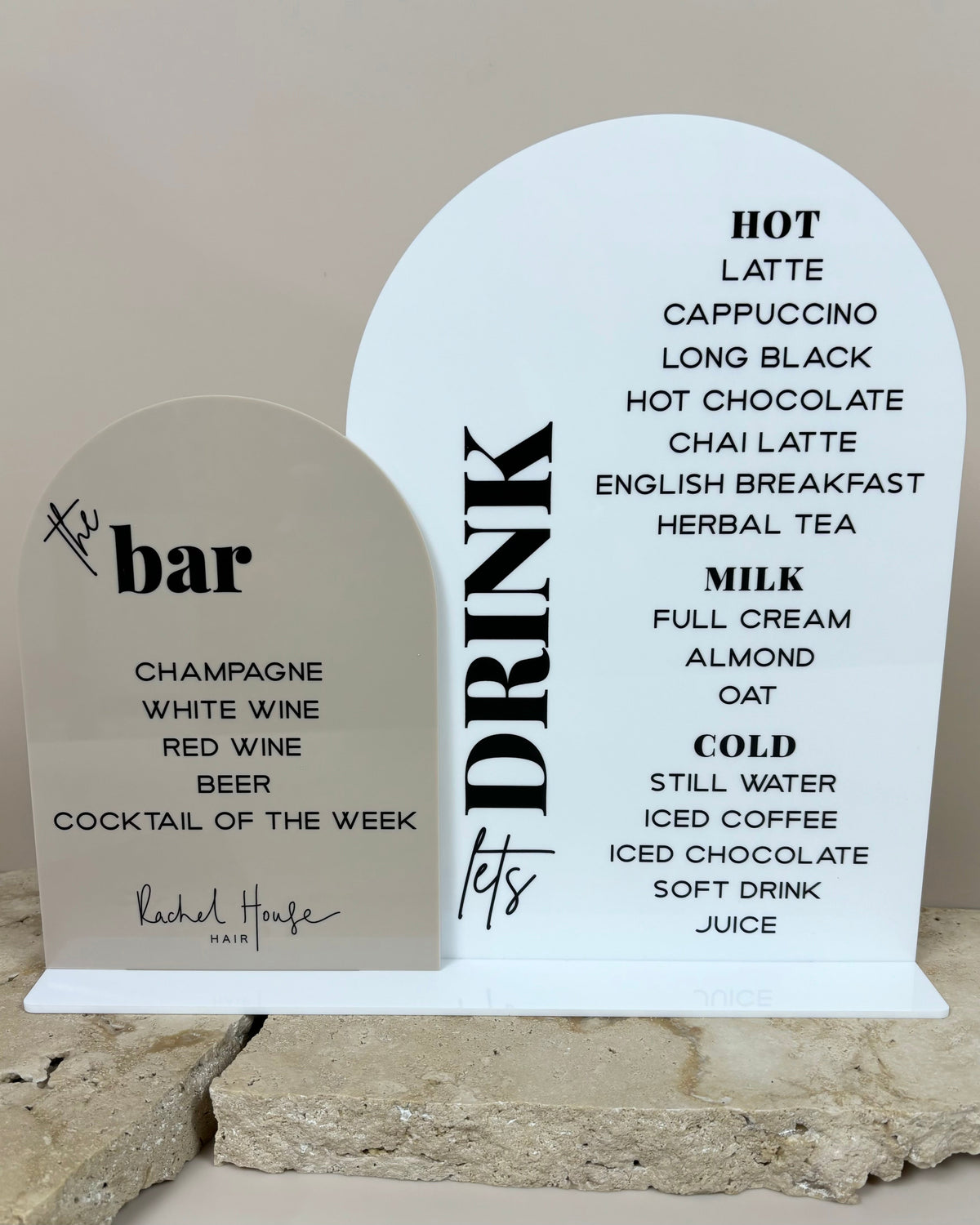 Double arched drink menu 