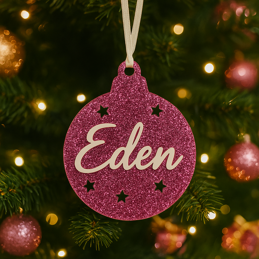Personalised pink Christmas ornament 