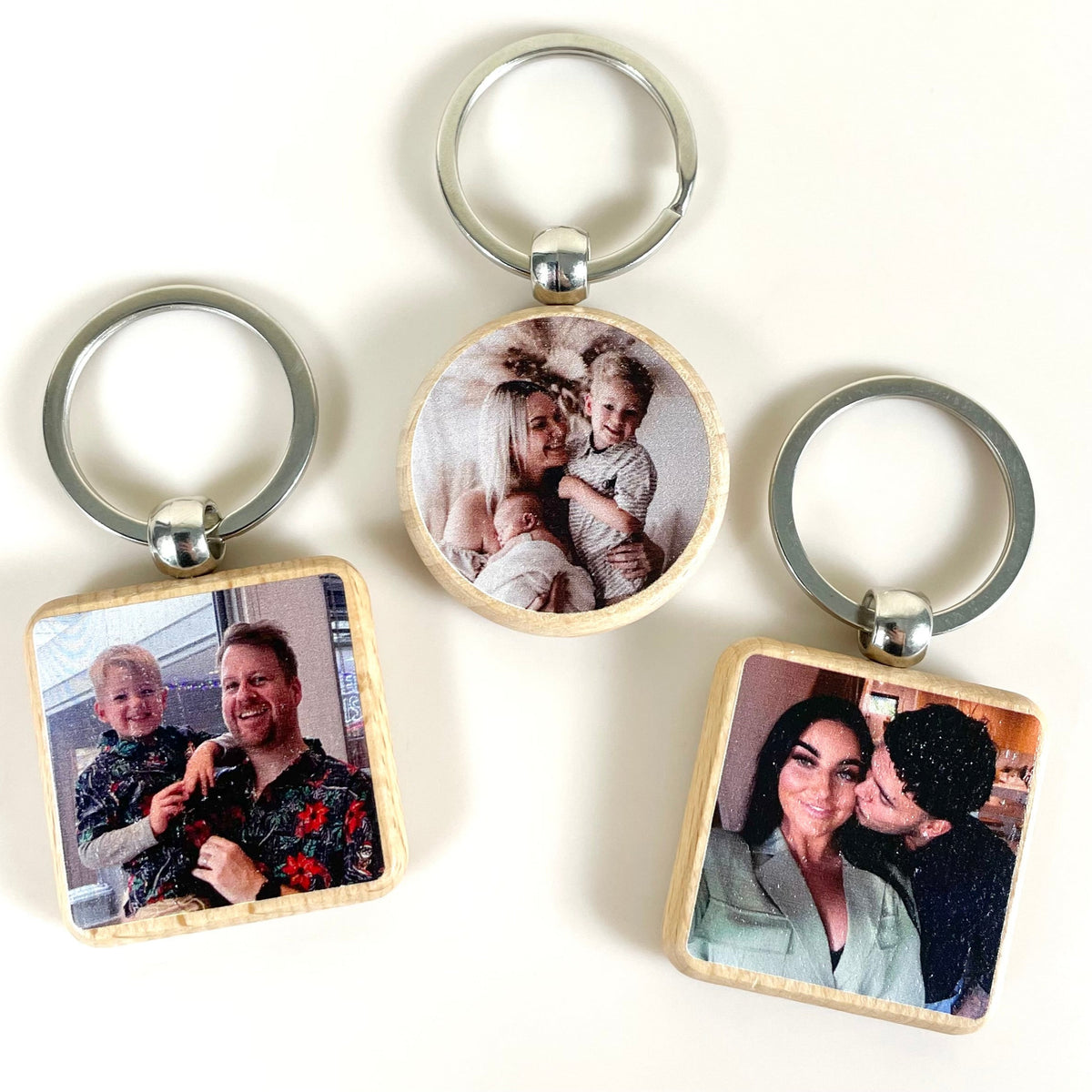Wooden photo keychain