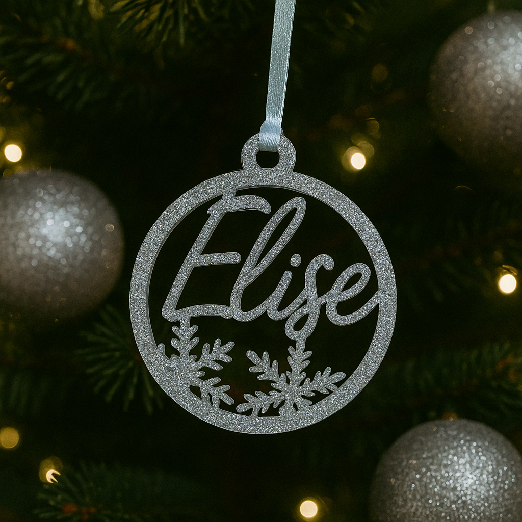 Silver personalised Christmas ornament 