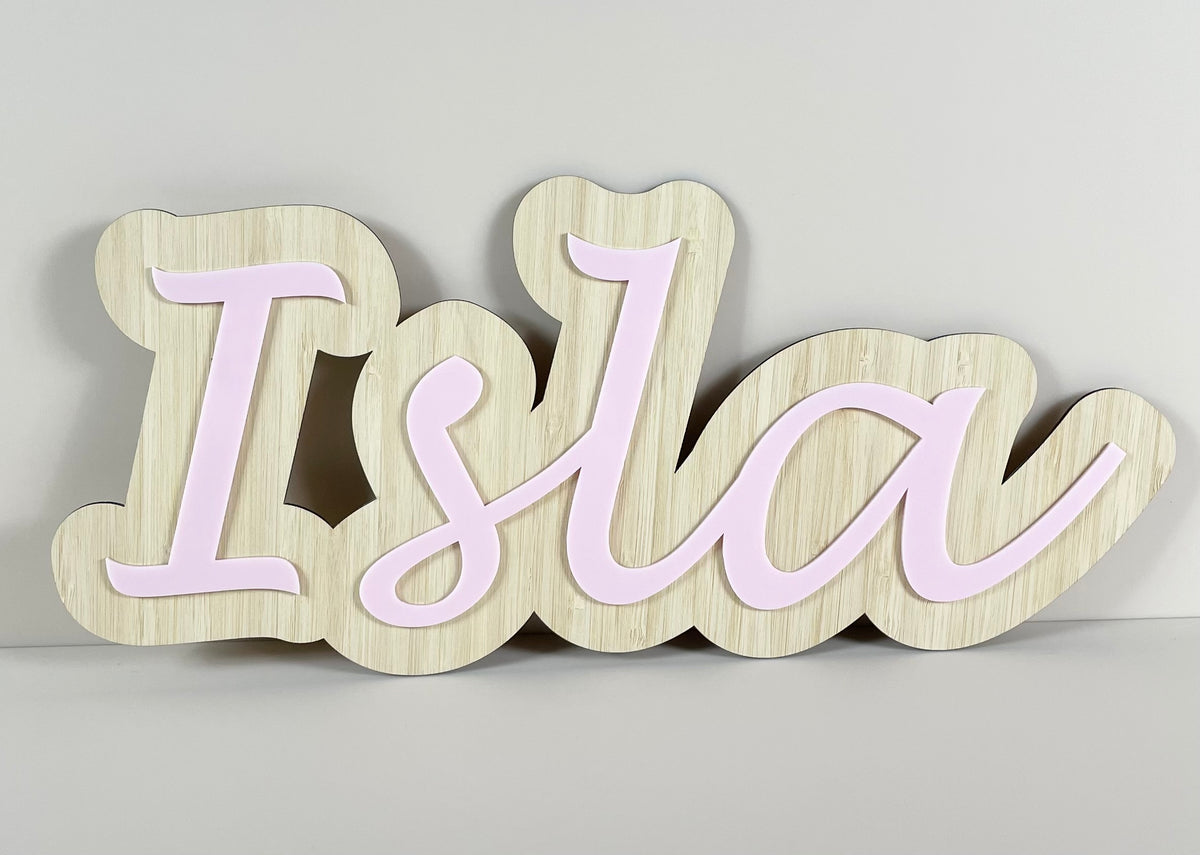 Bamboo and acrylic name plaque 
