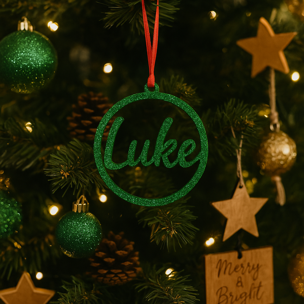 Personalised green Christmas ornament 