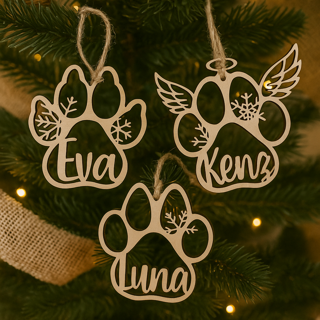 Personalised wooden pet Christmas ornament 