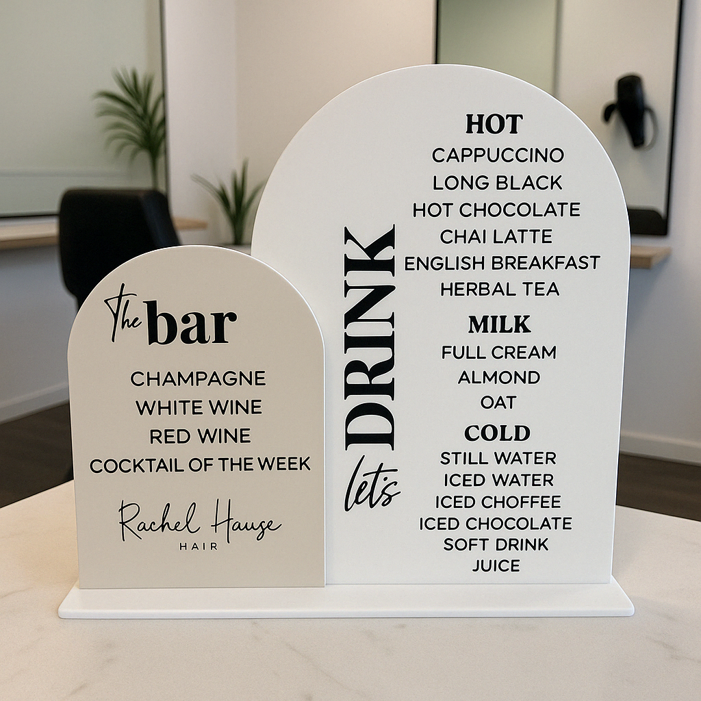 The bar and drink menu 