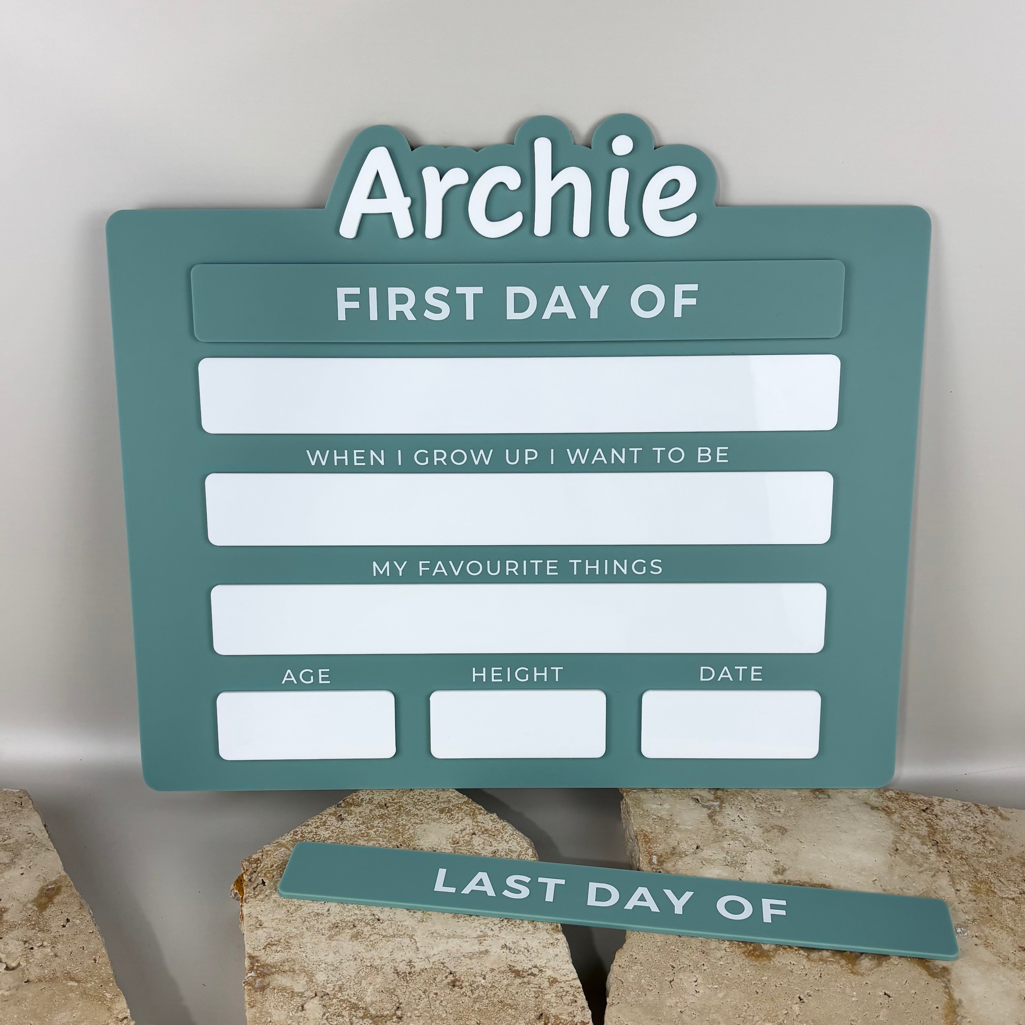 personalised back to school board first day of school sign with child name reusable acrylic milestone board australia