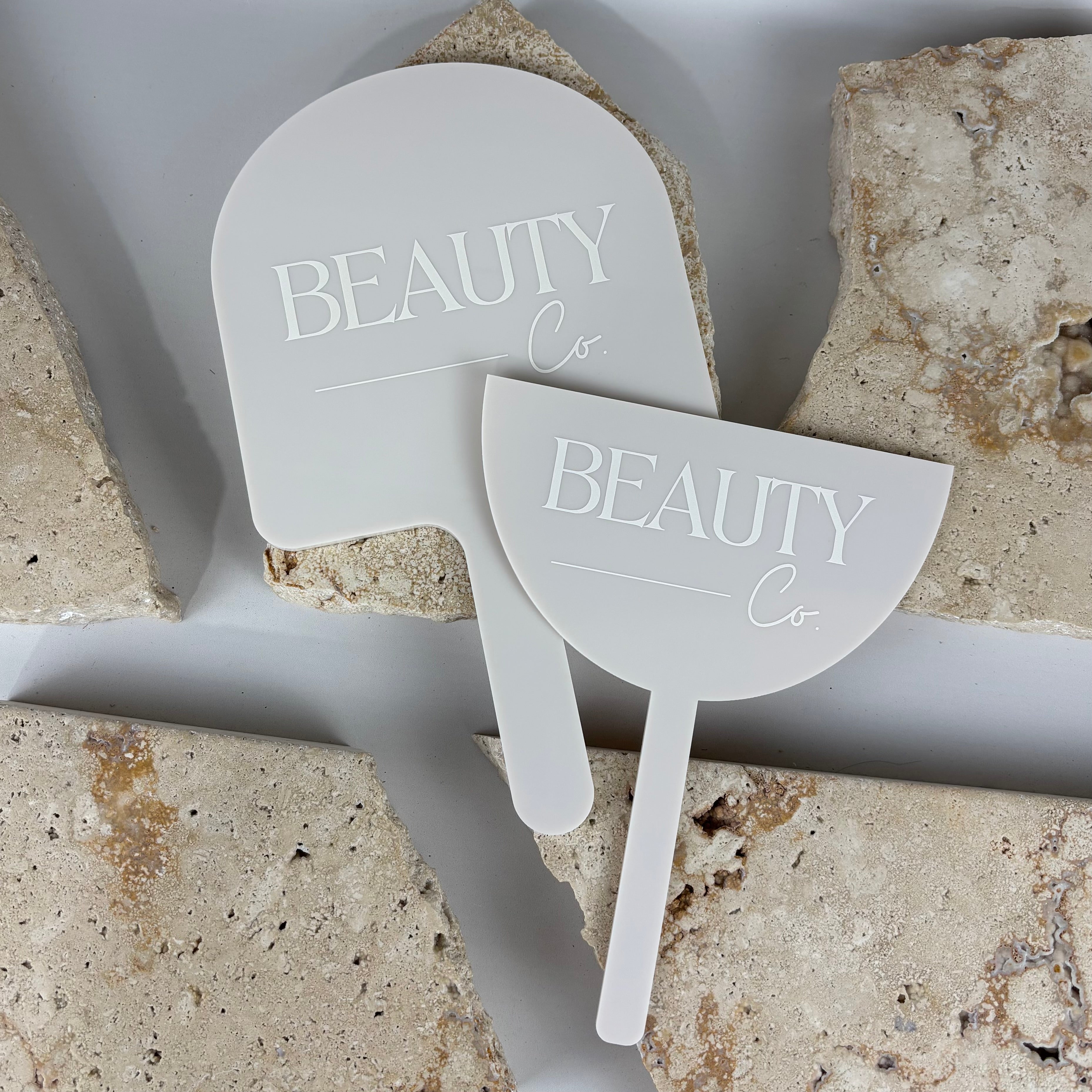 custom acrylic beauty handheld mirrors with logo