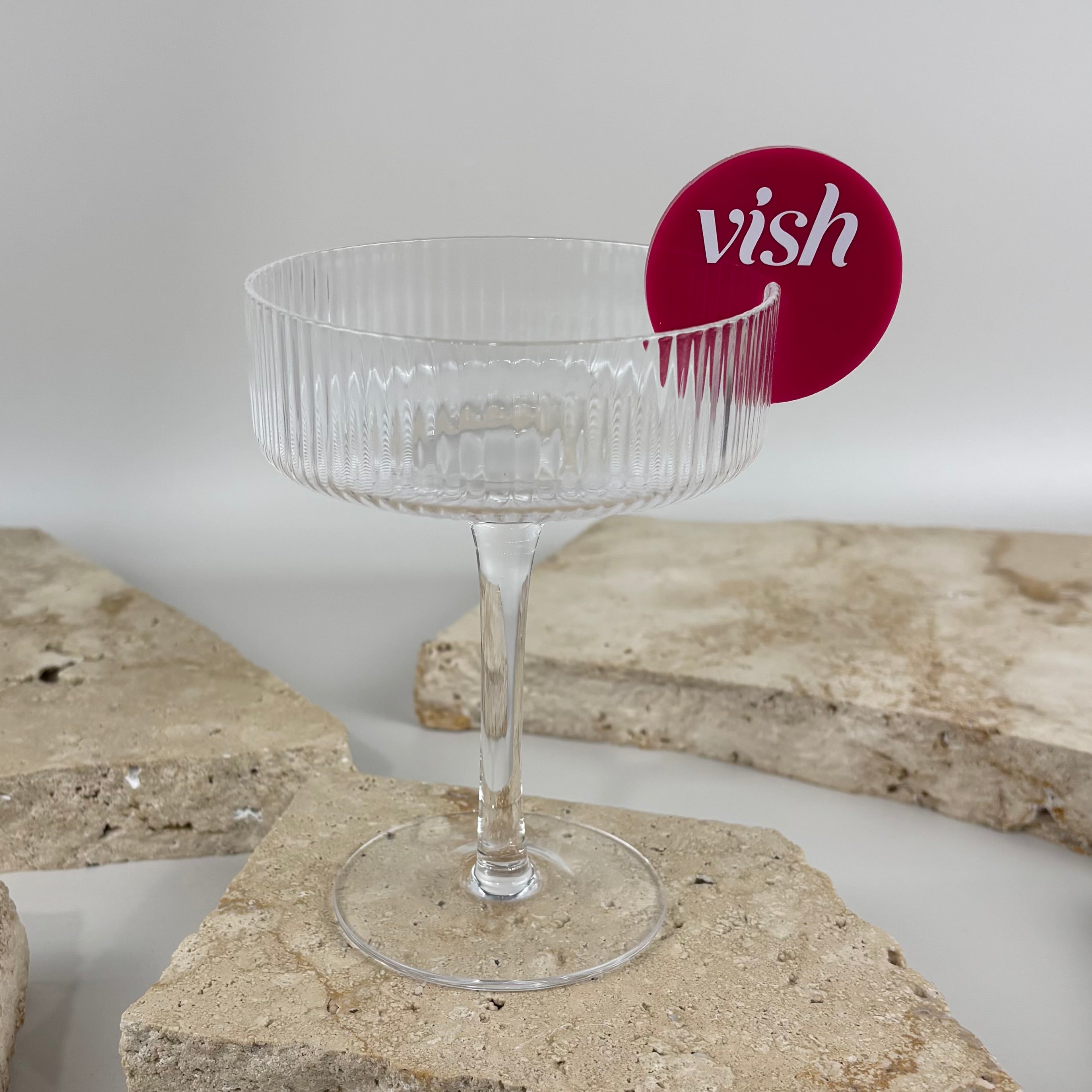 Custom acrylic drink tag with business logo, personalised cocktail glass topper for branded events, weddings, parties, corporate functions and hospitality businesses