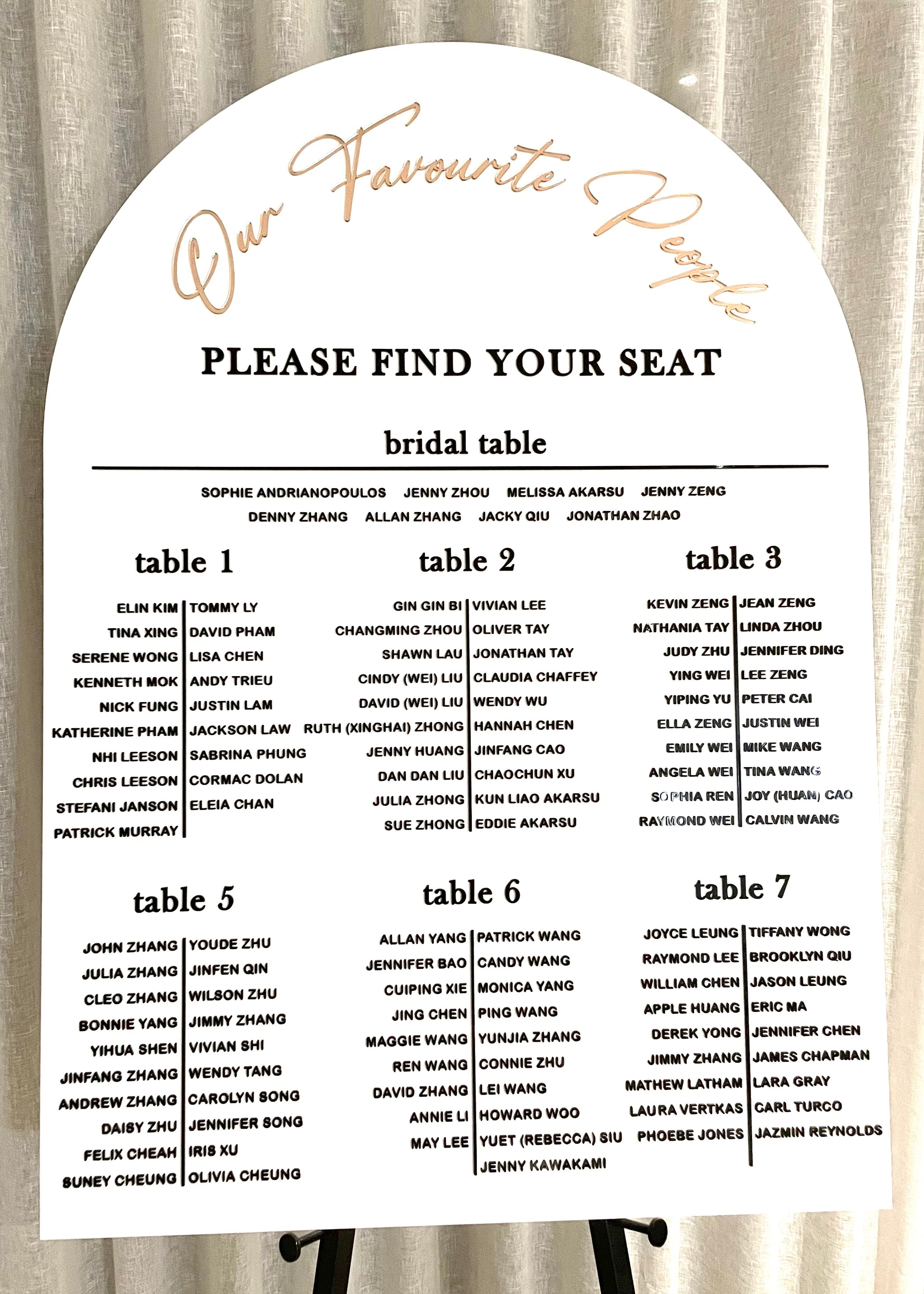 A0 seating chart (all acrylic)