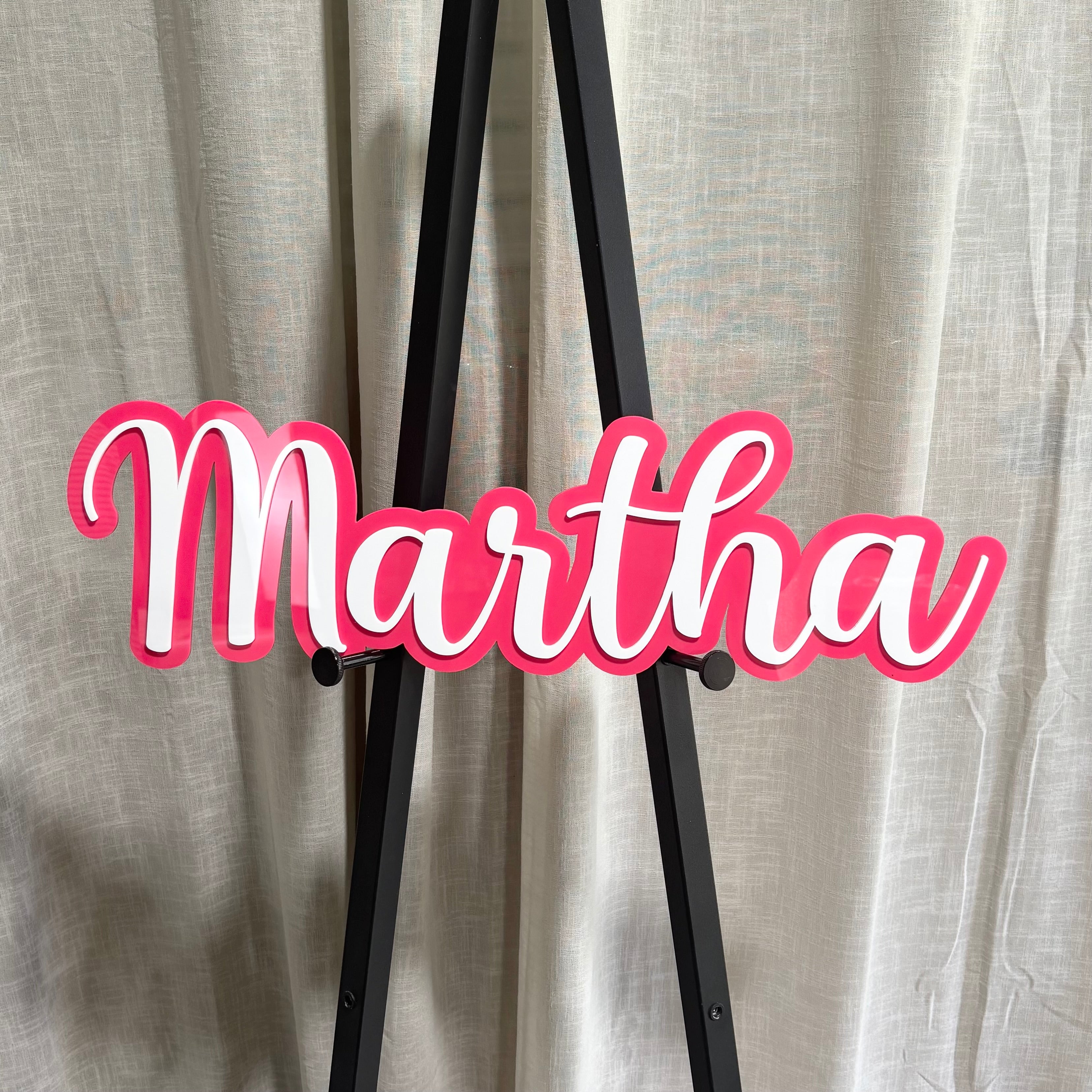 Custom acrylic name sign with layered 3D lettering for events, bedrooms and personalised décor displays