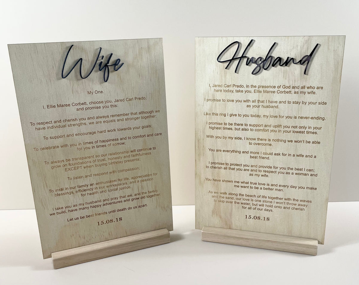 wooden vow boards 