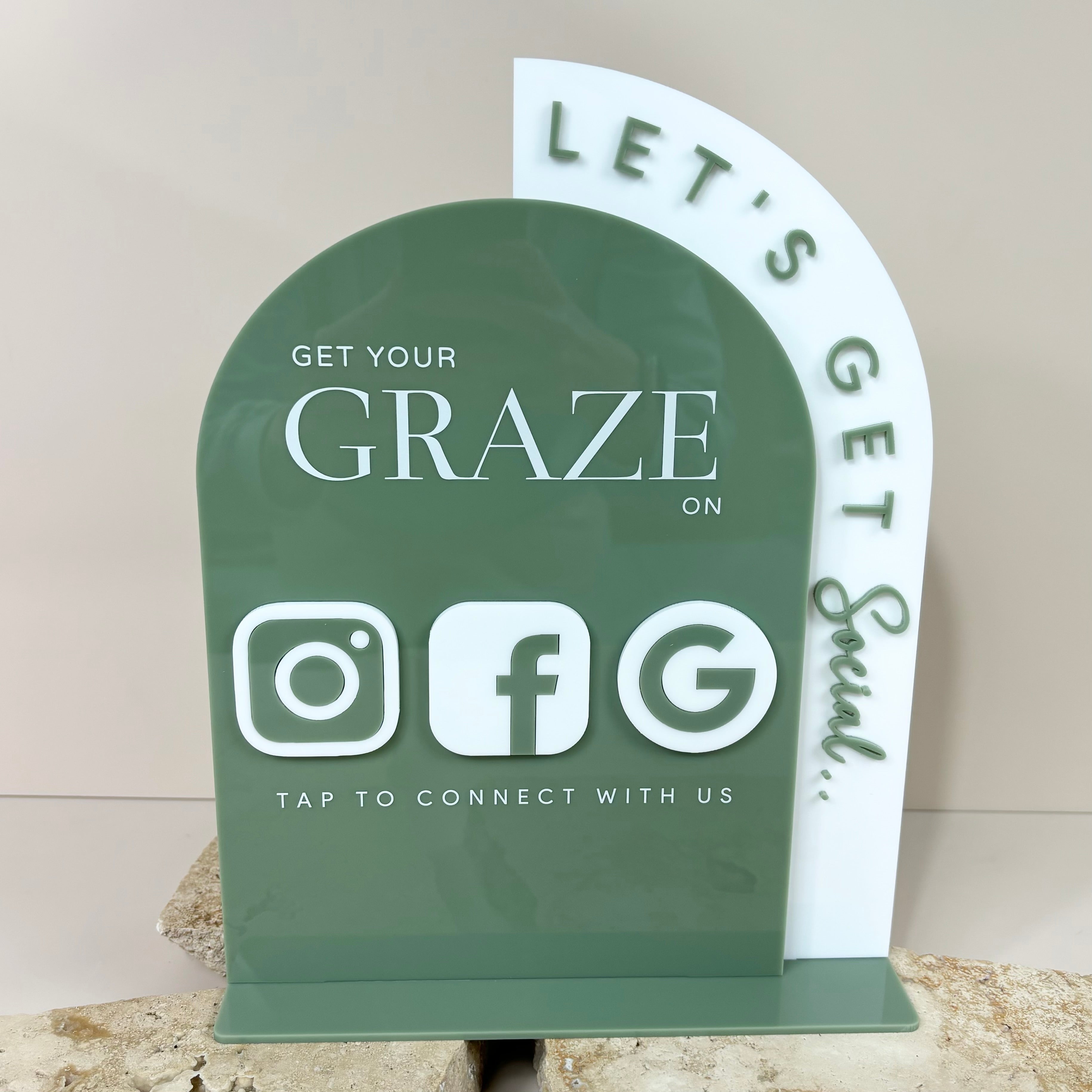 Custom acrylic NFC social stand for business counter display