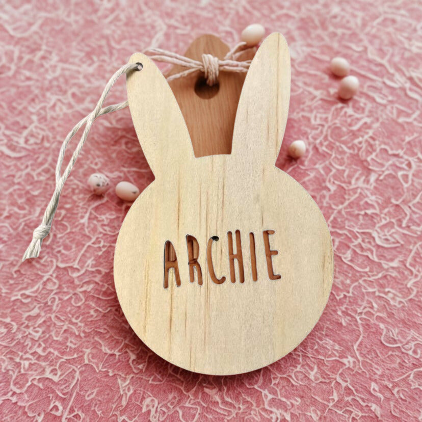 Personalised wooden Easter tag 