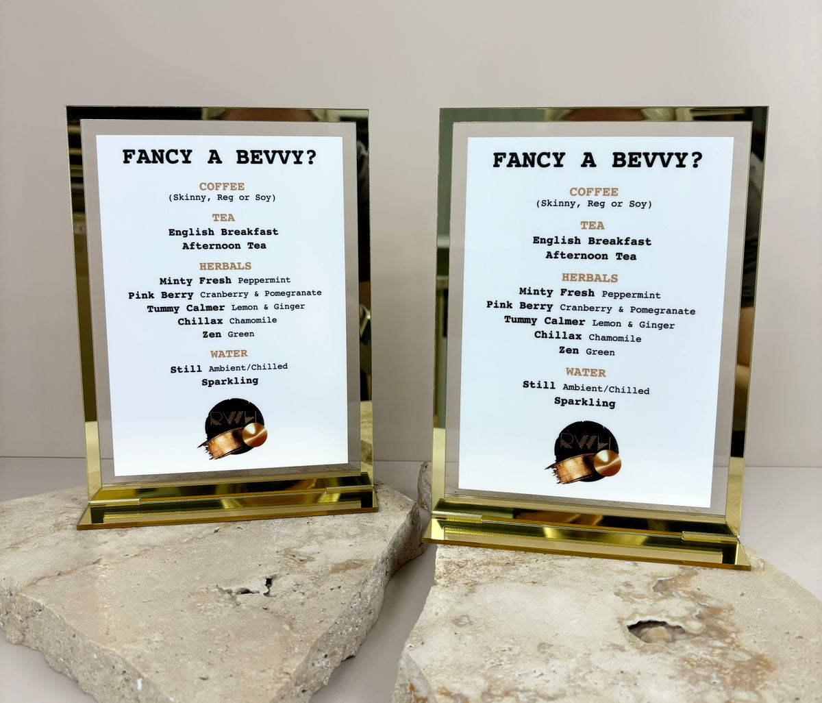 Luxury drink menus 
