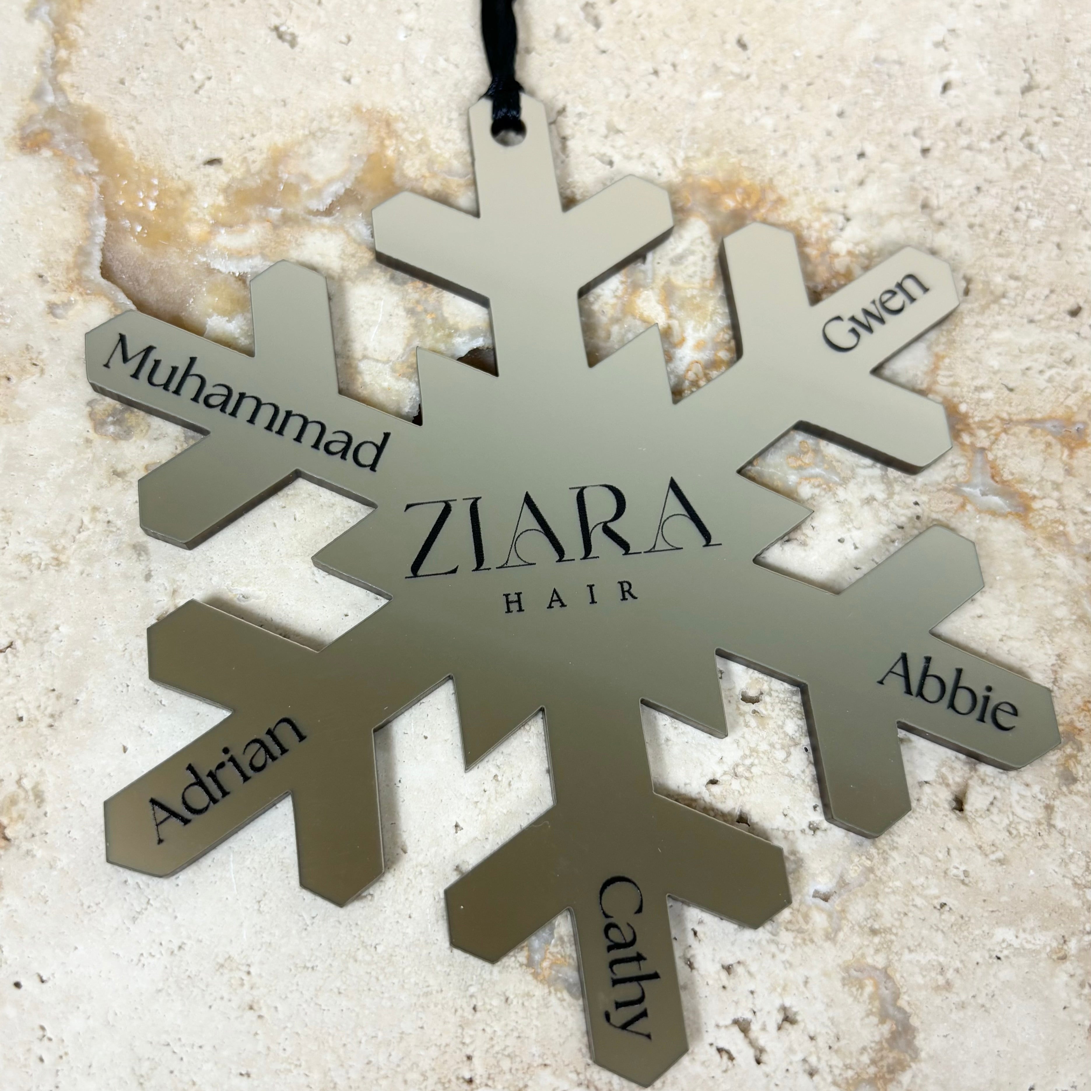 Personalised business snowflake ornament