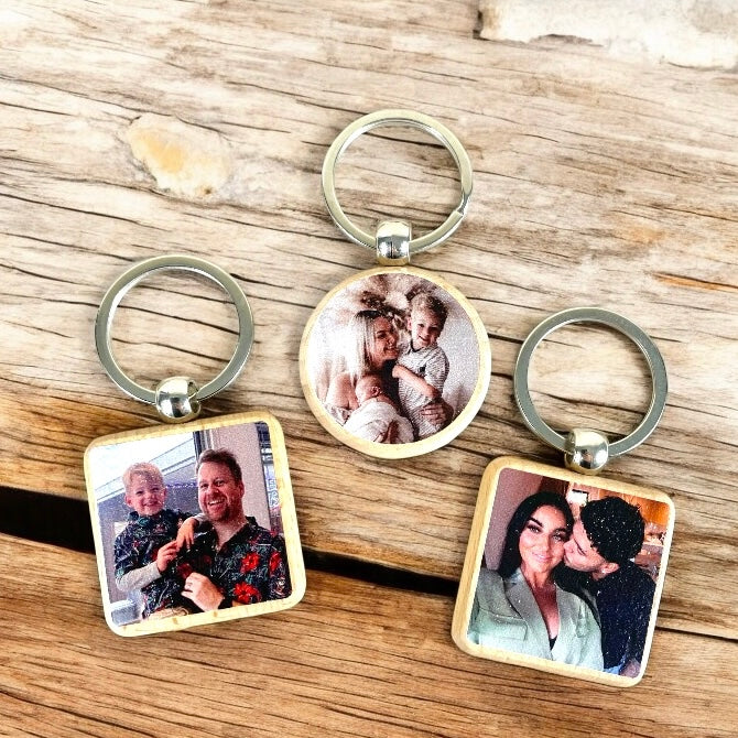 Wooden photo keychain 