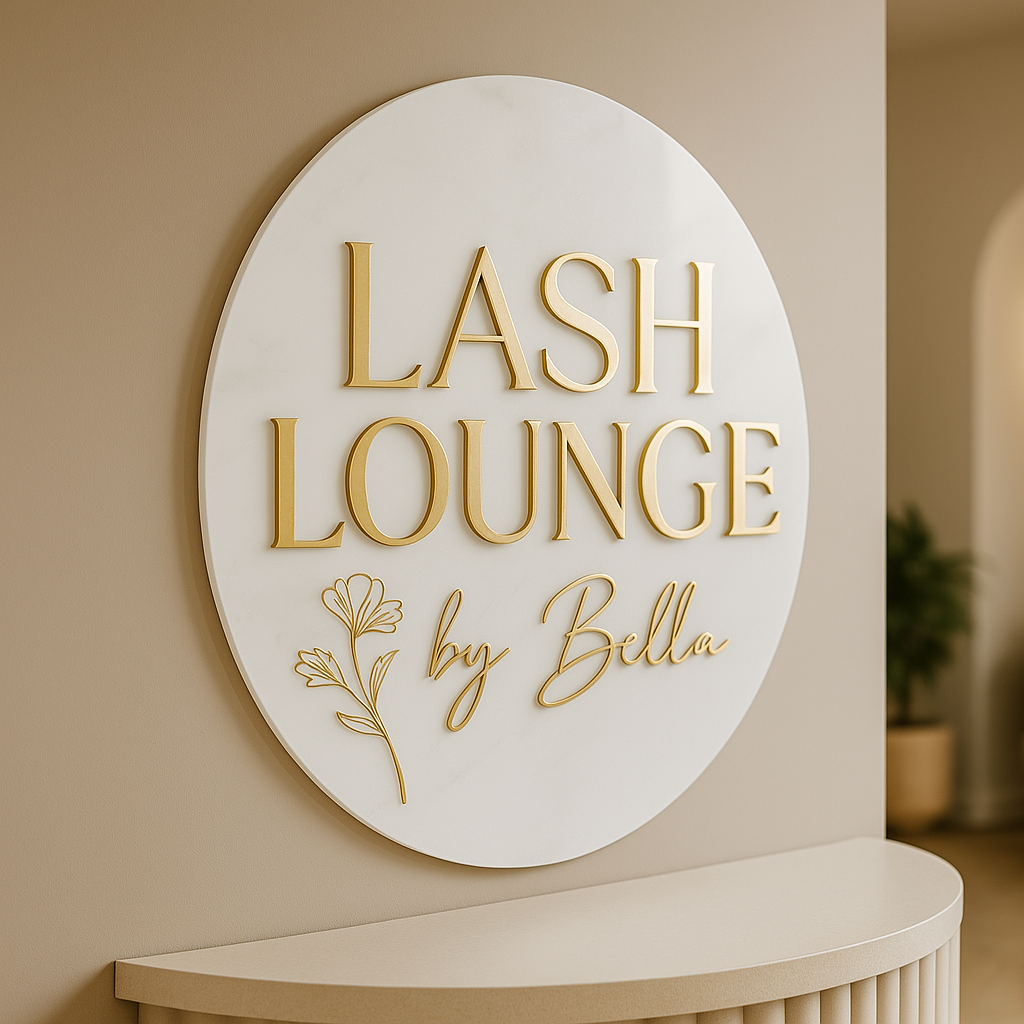 Round custom business sign 