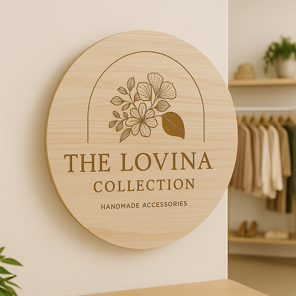 Engraved timber business sign 