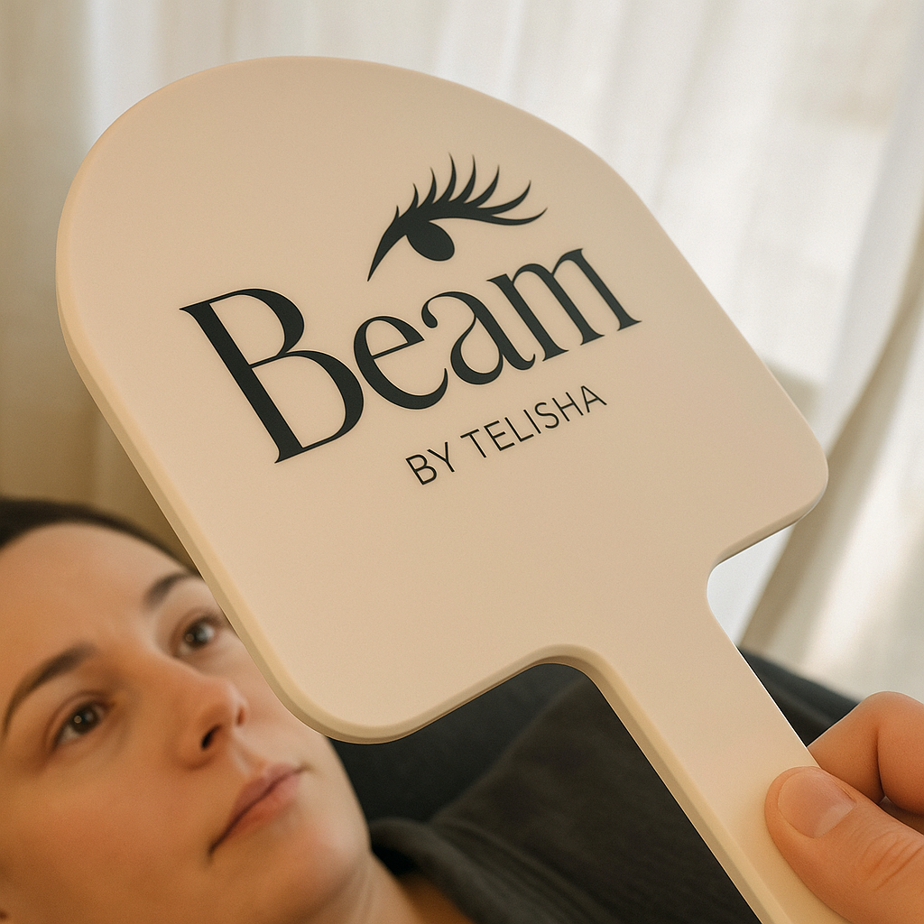 Branded Arched handheld mirror 