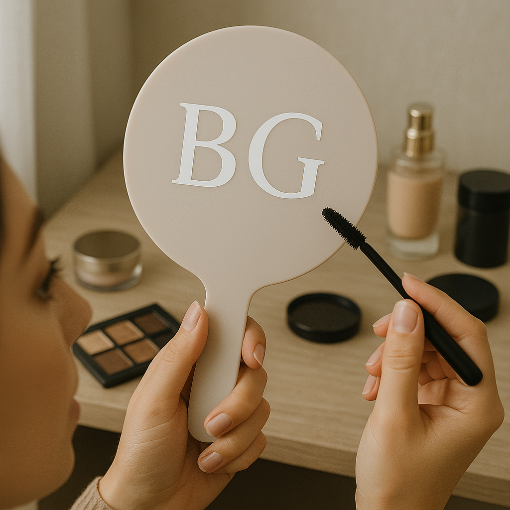 Round branded handheld mirror 