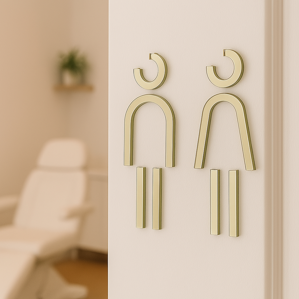 Custom male and female bathroom signs