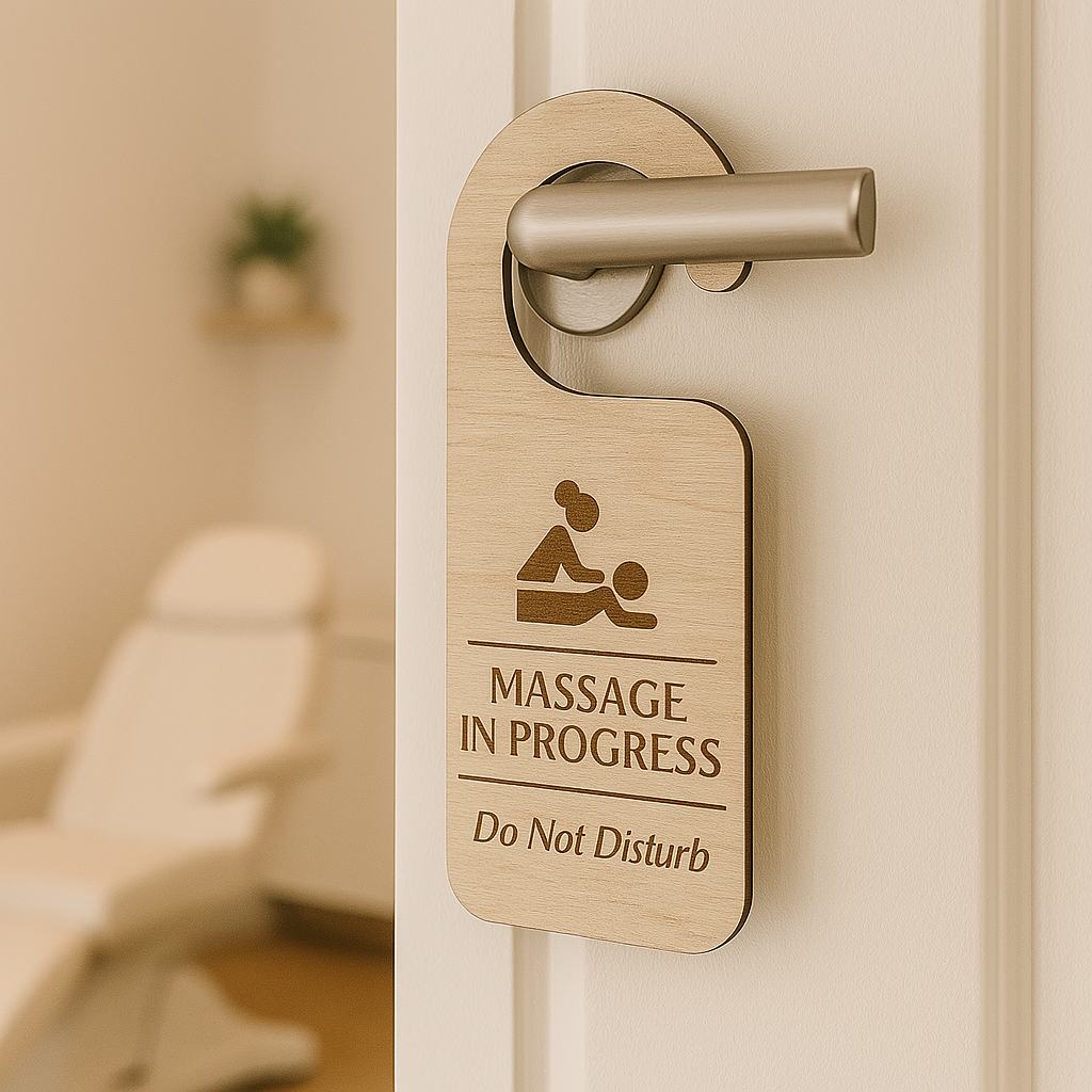 Door hanging massage sign 