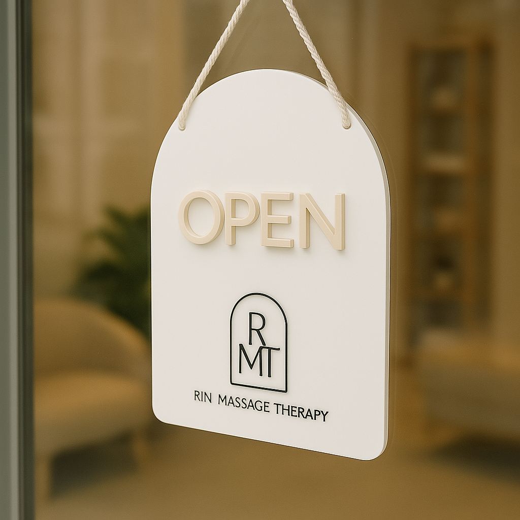 Mini arched open and closed sign 