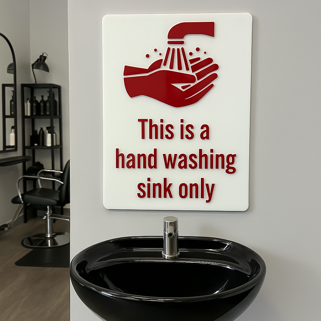 Acrylic basin sign 