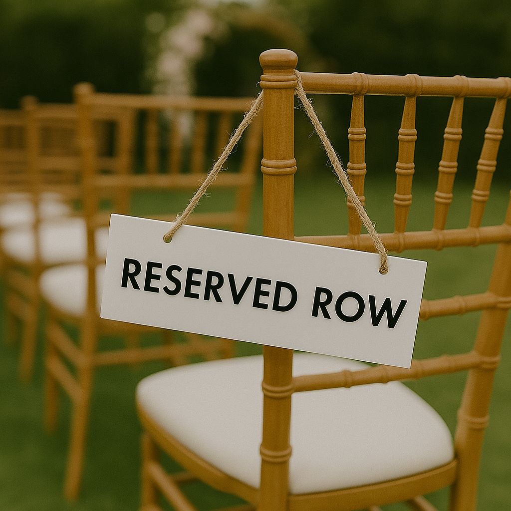Wedding reserved row sign 