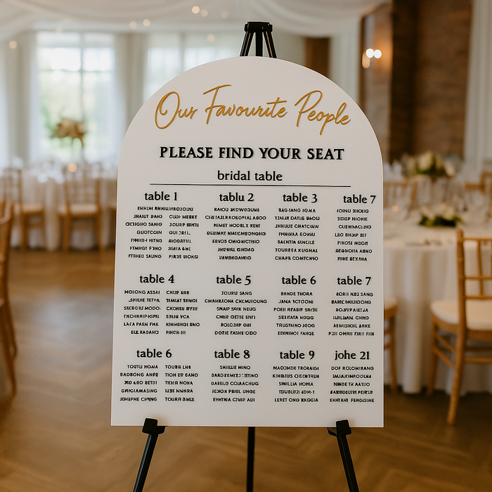A0 Acrylic Seating Chart | Luxury Wedding Seating Signs