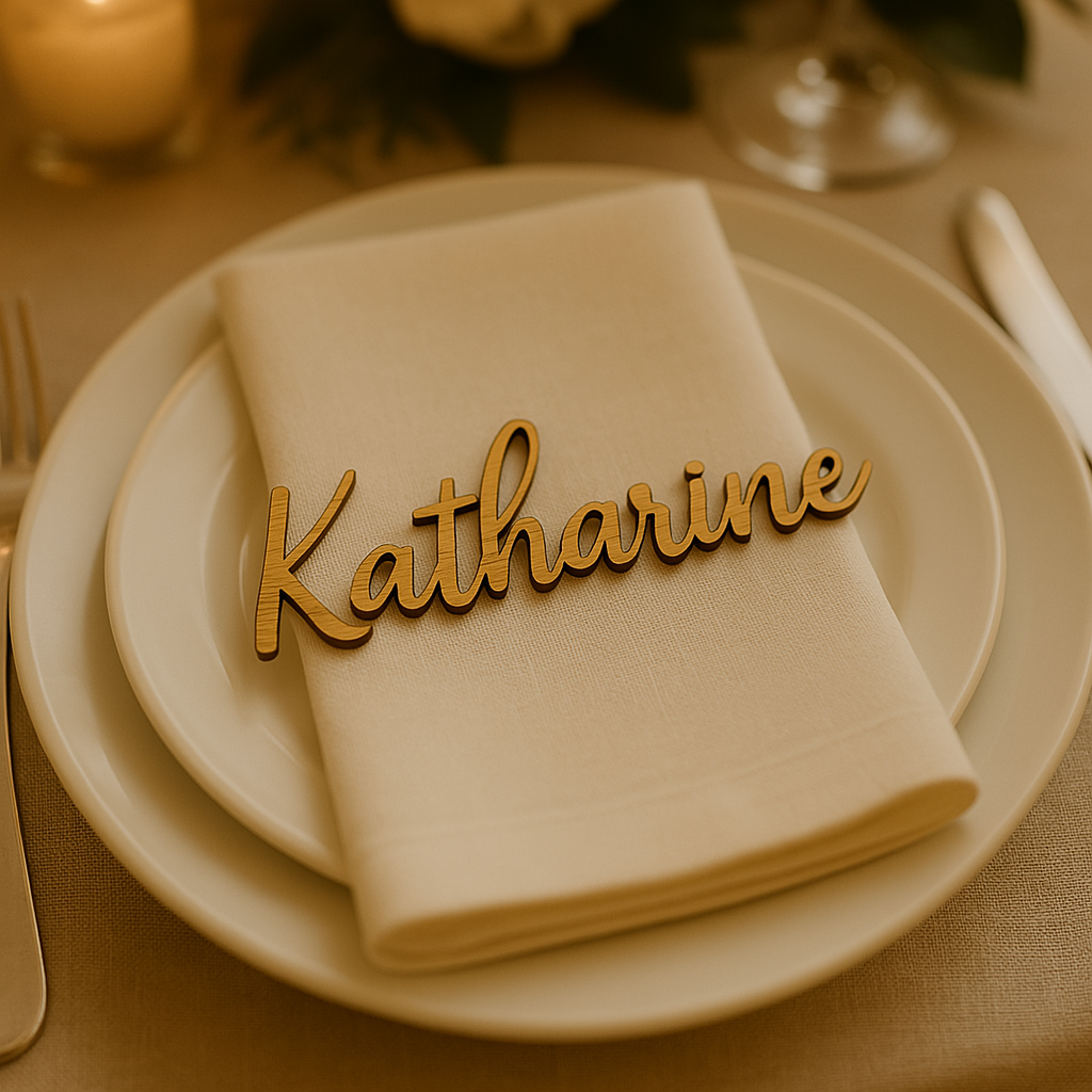 Bamboo script name place card 